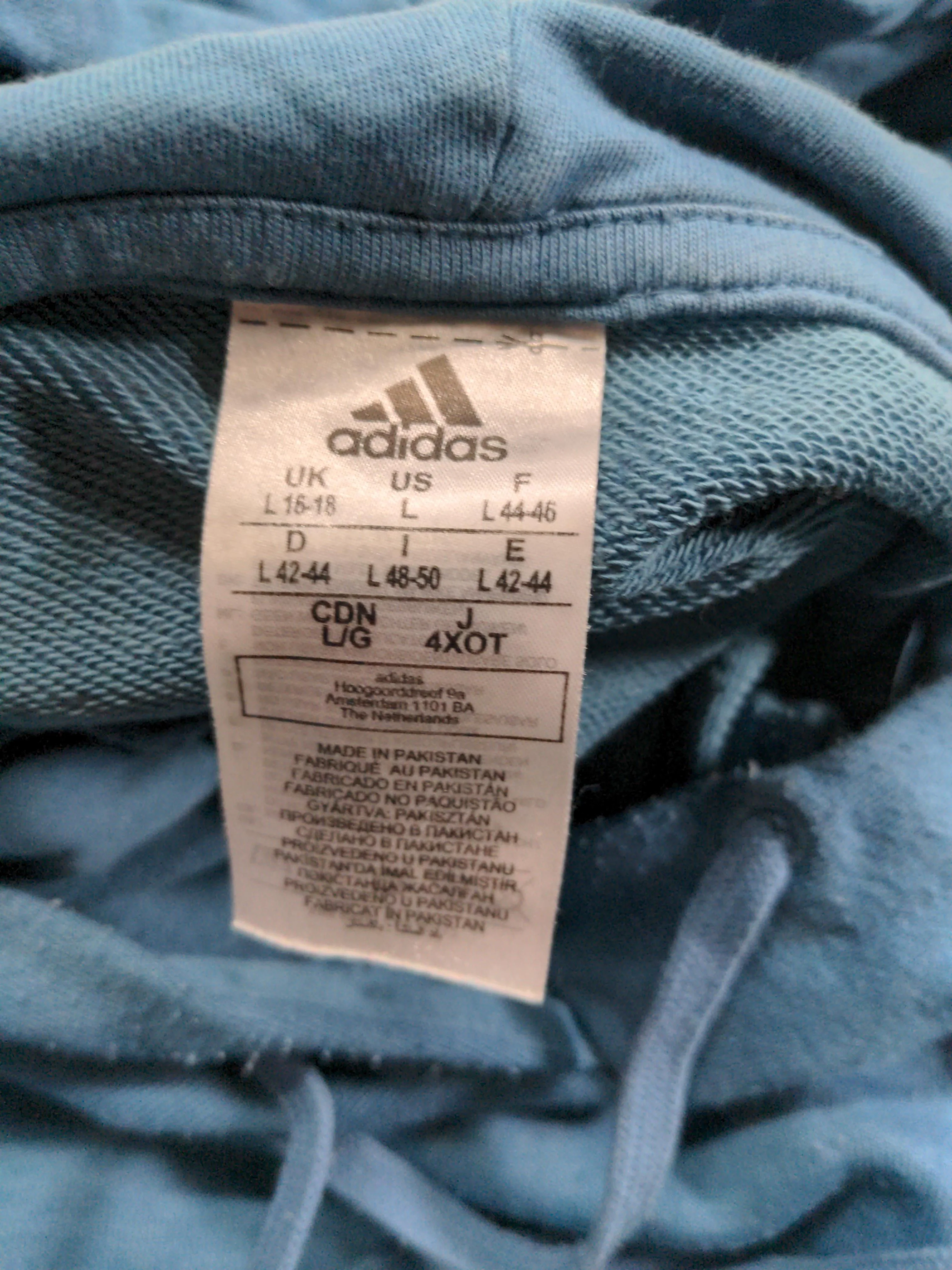 Adidas Women's Hoodie L Blue Cotton with Polyester, Rayon Pullover - Image 5