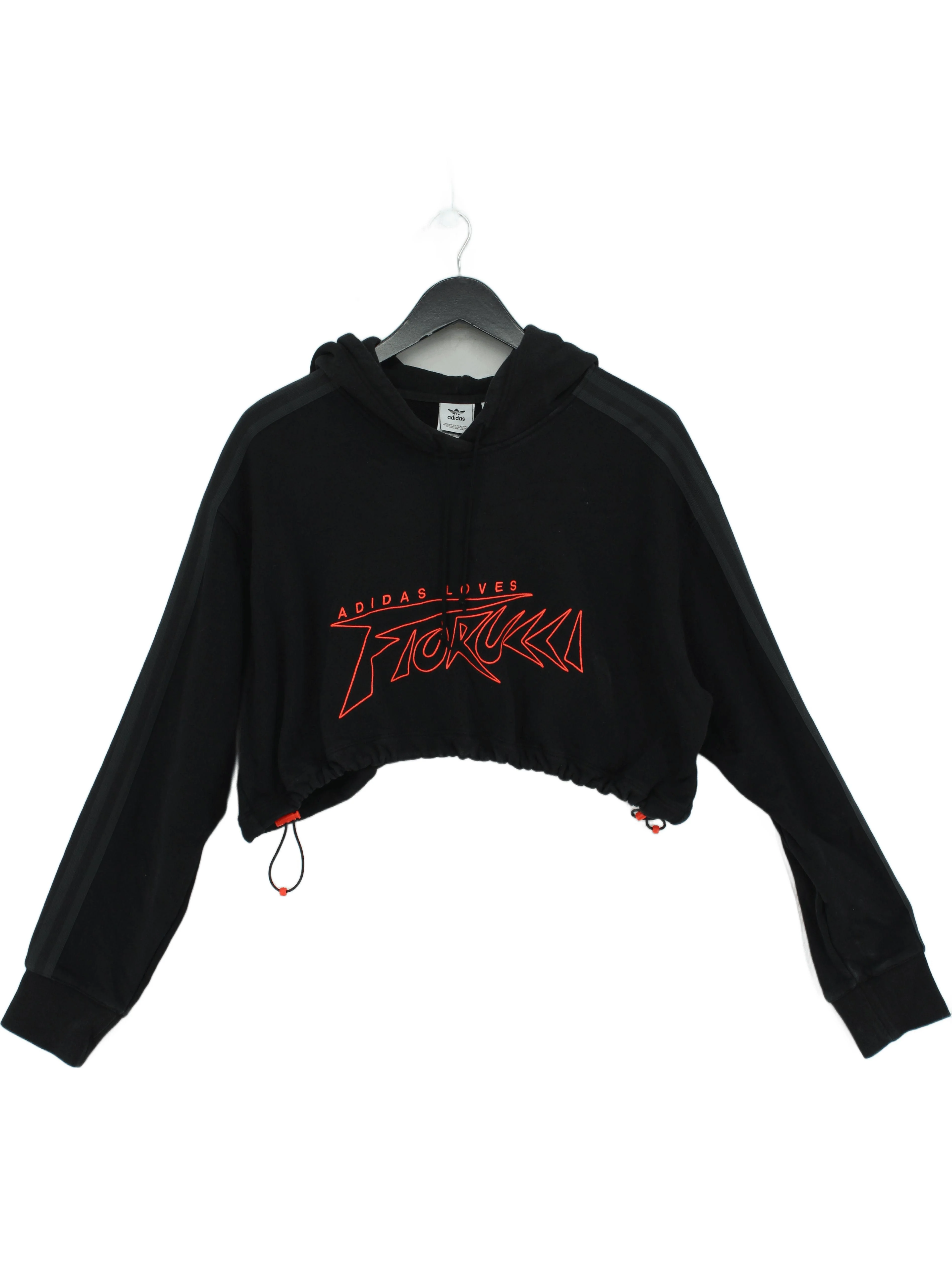 Adidas Women's Hoodie M Black Graphic Cotton with Elastane Pullover