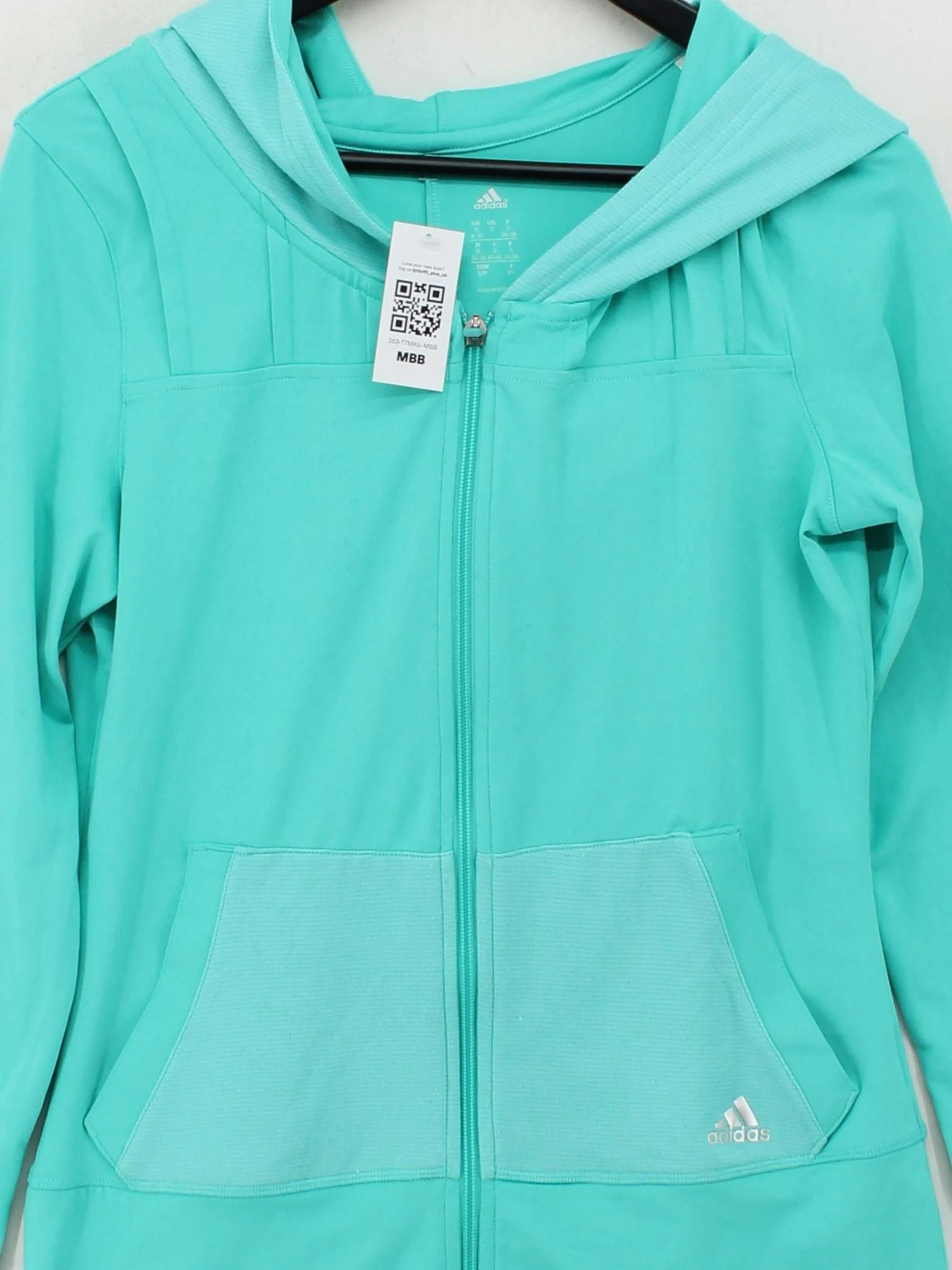 Adidas Women's Hoodie S Green Polyester with Elastane Pullover - Image 3