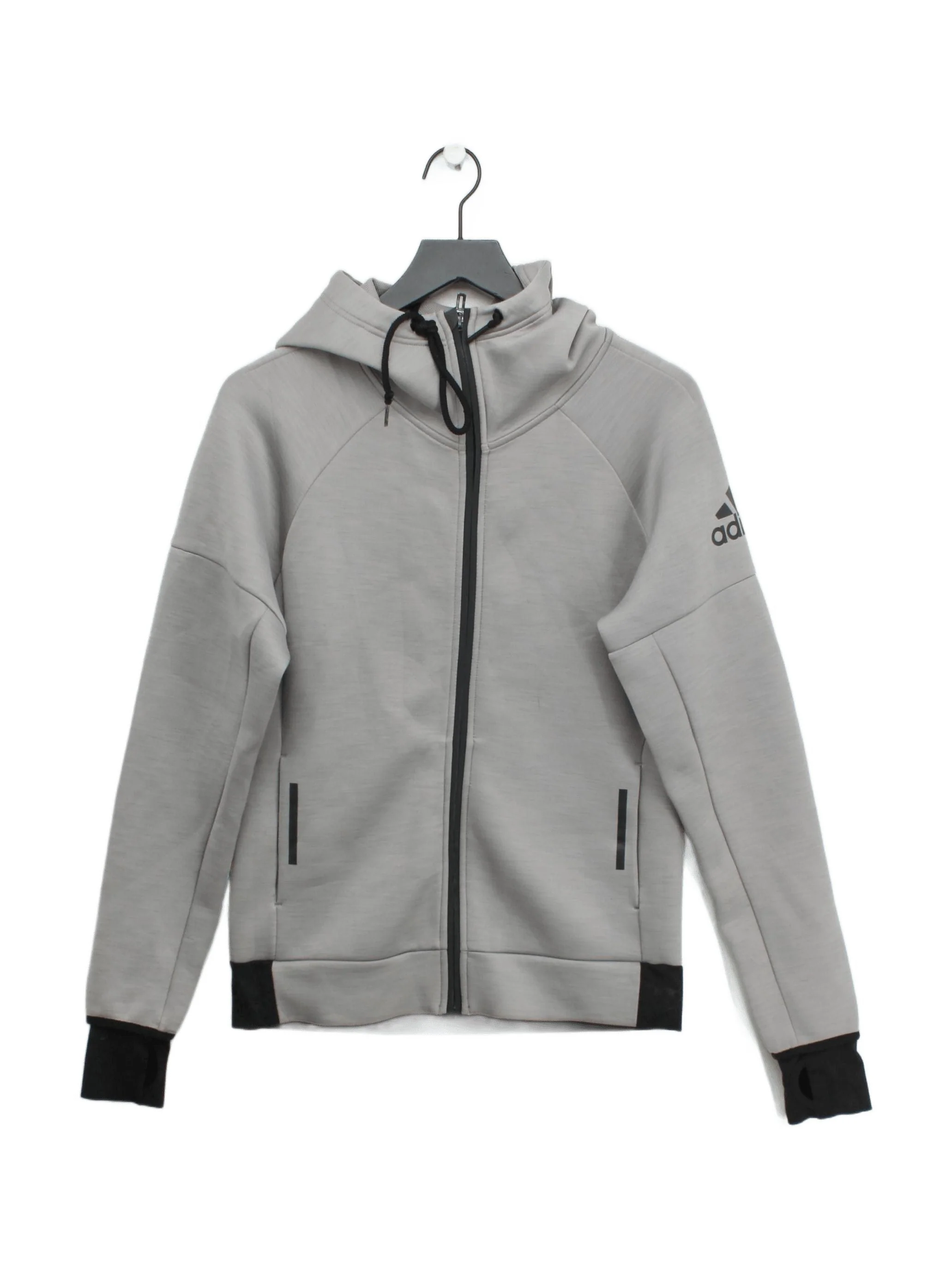 Adidas Women's Hoodie S Grey Polyester with Elastane Full Zip