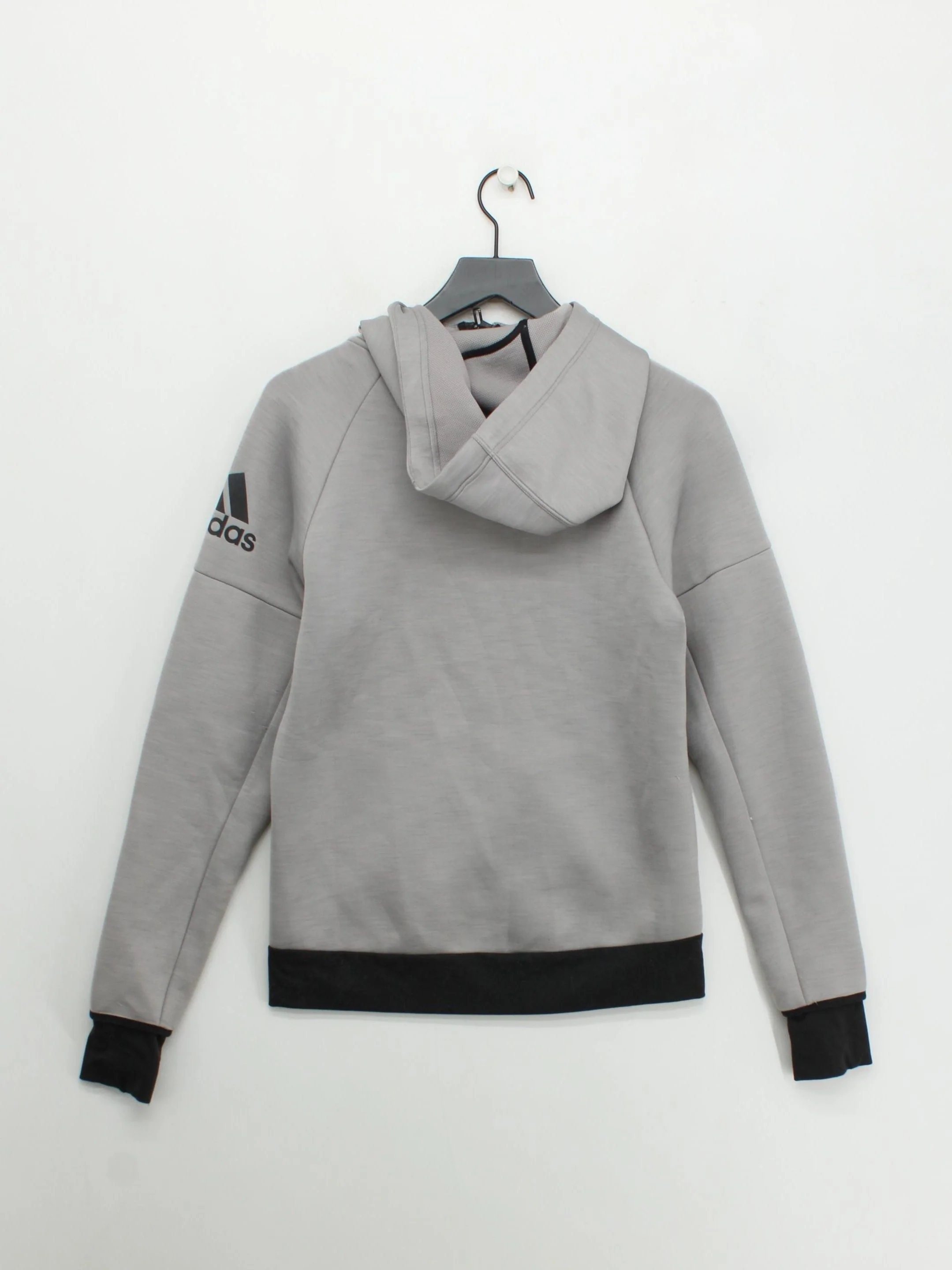 Adidas Women's Hoodie S Grey Polyester with Elastane Full Zip - Image 2