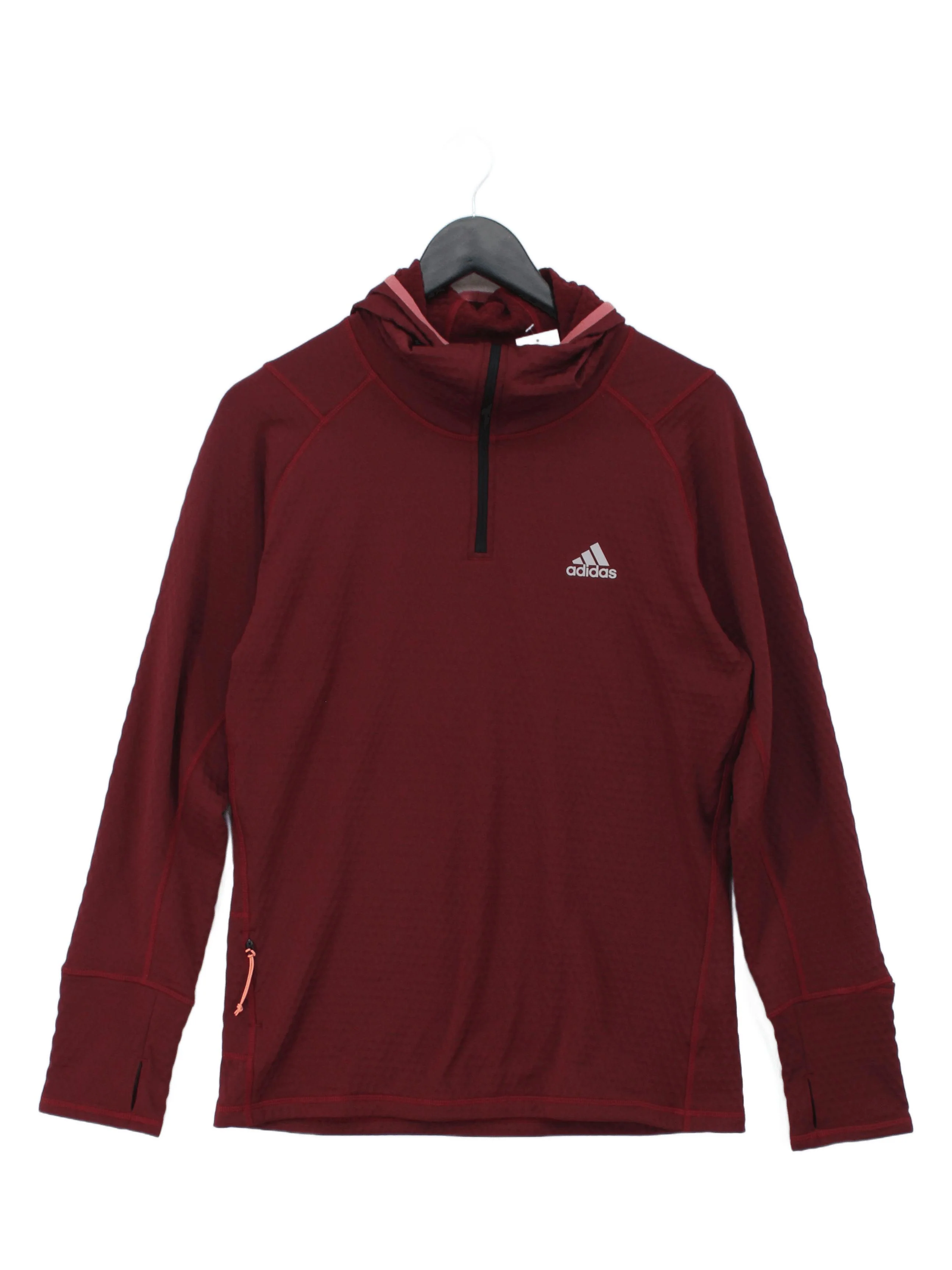 Adidas Women's Hoodie S Red Nylon with Polyester Pullover
