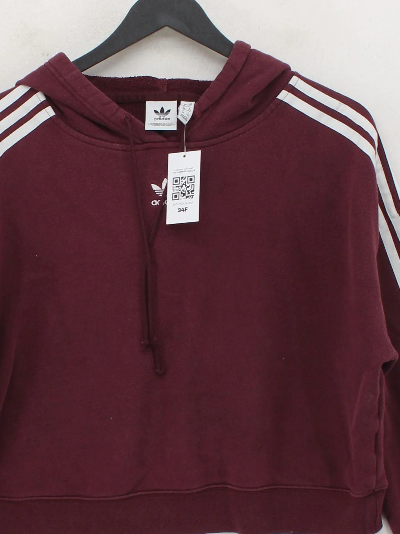 Adidas Women's Hoodie UK 10 Red 100% Cotton Pullover - Image 3