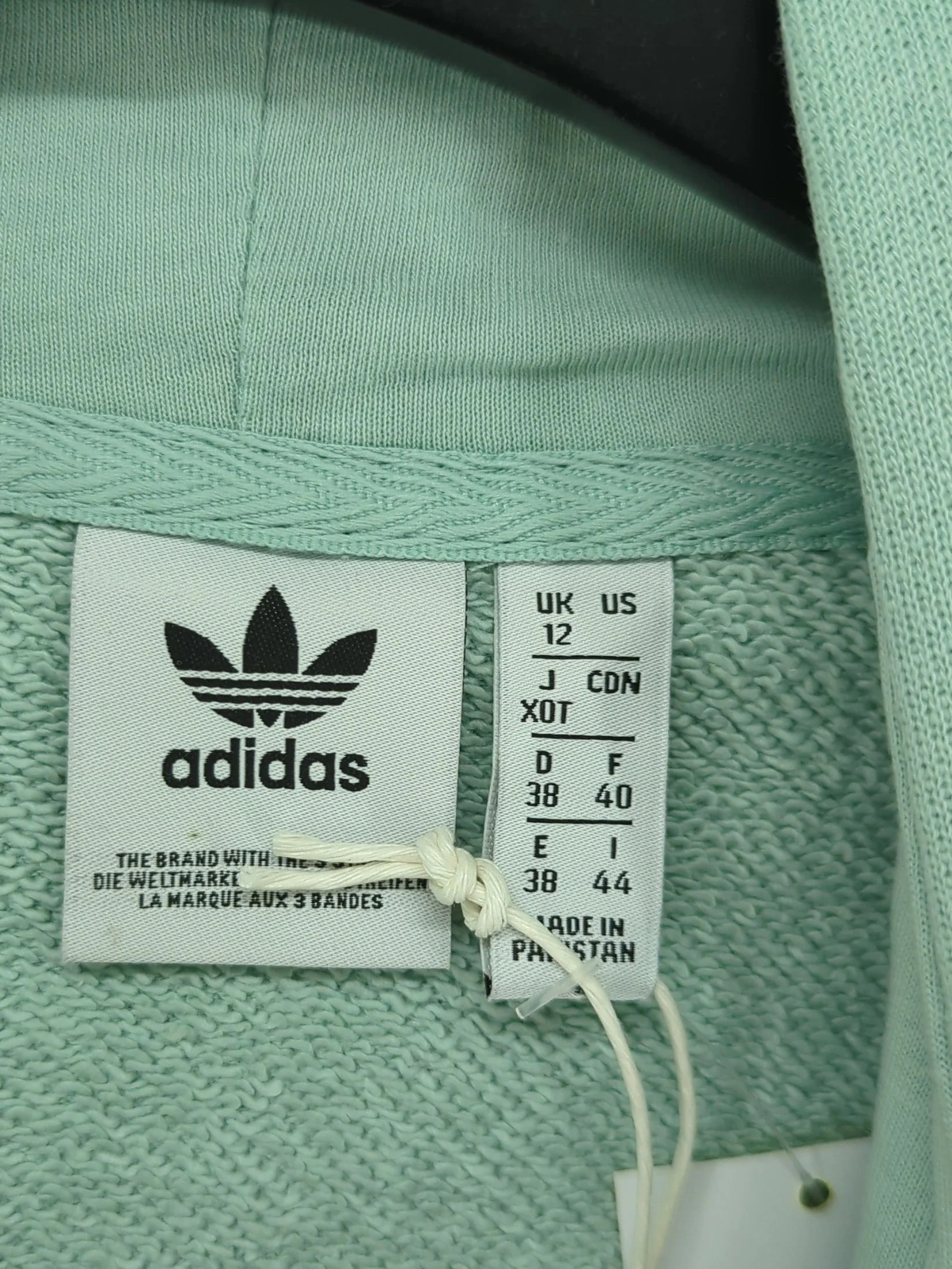 Adidas Women's Hoodie UK 12 Green Graphic 100% Cotton Pullover New with tags - Image 5