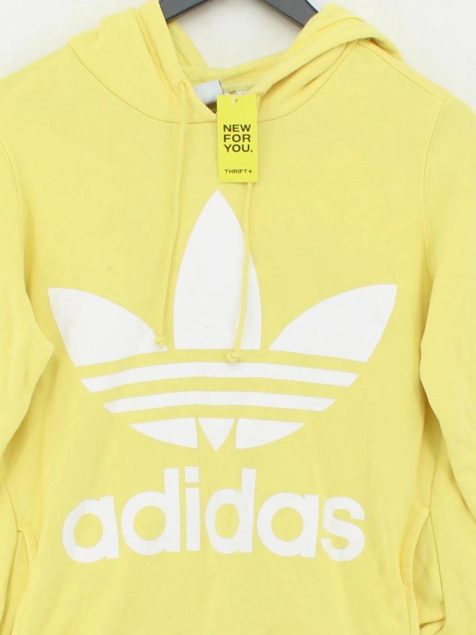 Adidas Women's Hoodie UK 12 Yellow Graphic 100% Cotton Pullover - Image 3