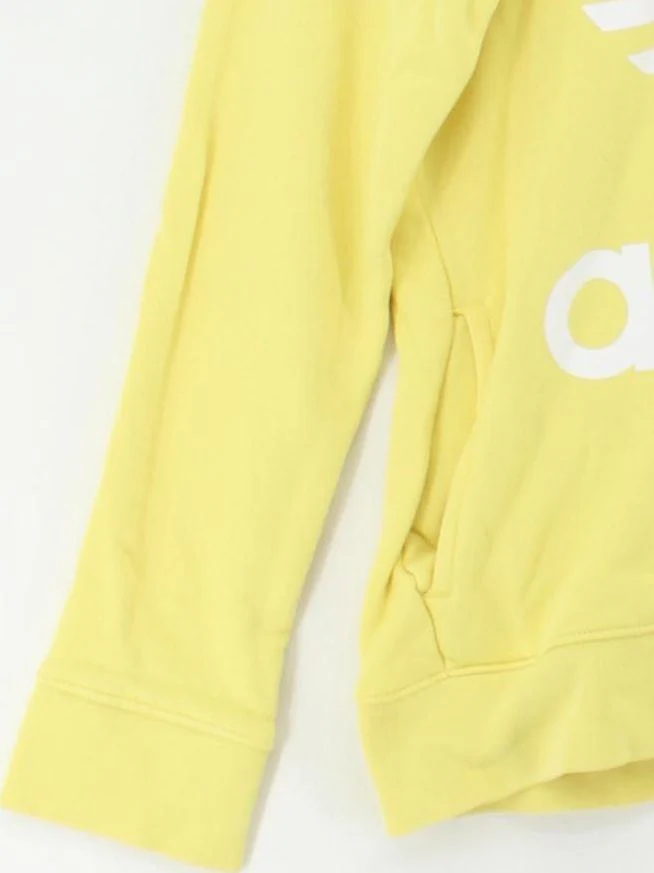Adidas Women's Hoodie UK 12 Yellow Graphic 100% Cotton Pullover - Image 4