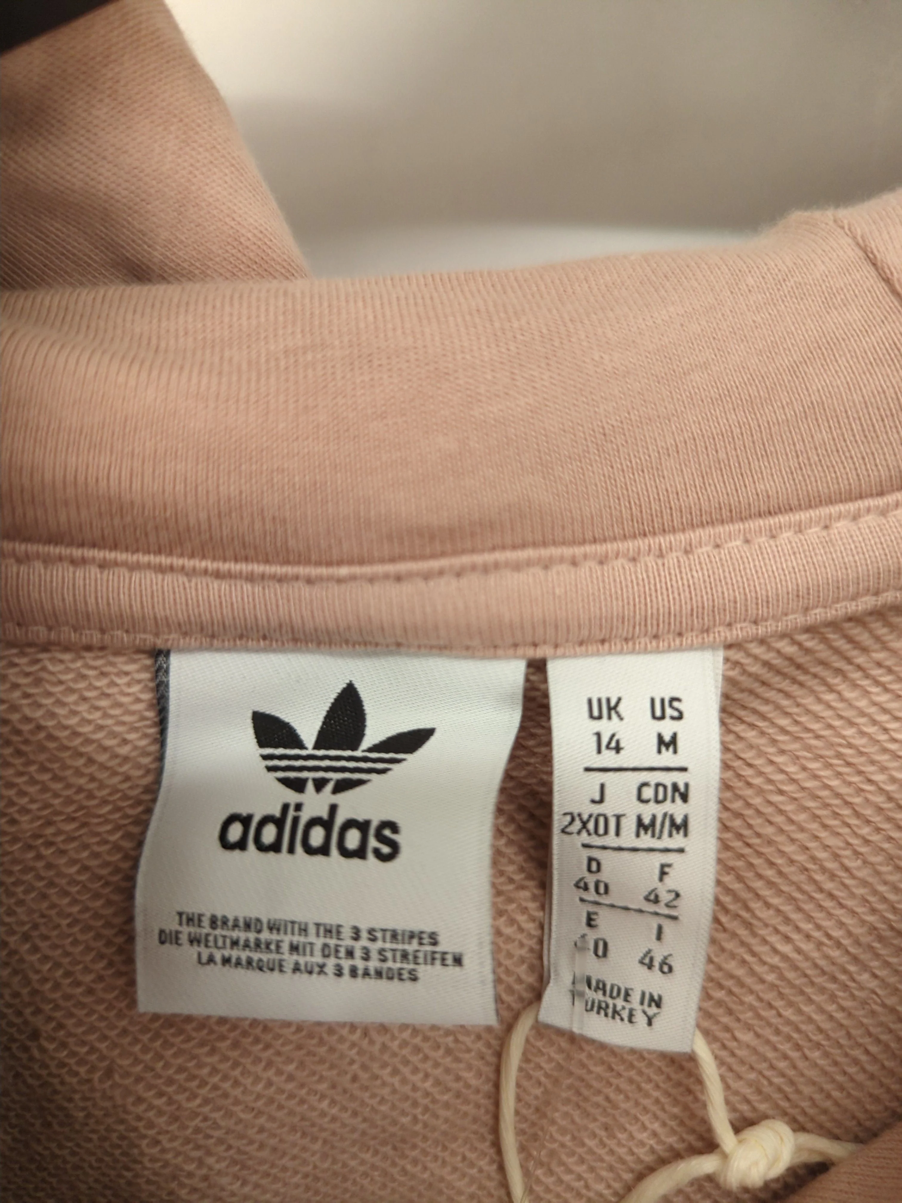 Adidas Women's Hoodie UK 14 Tan Cotton with Polyester Full Zip New with tags - Image 5