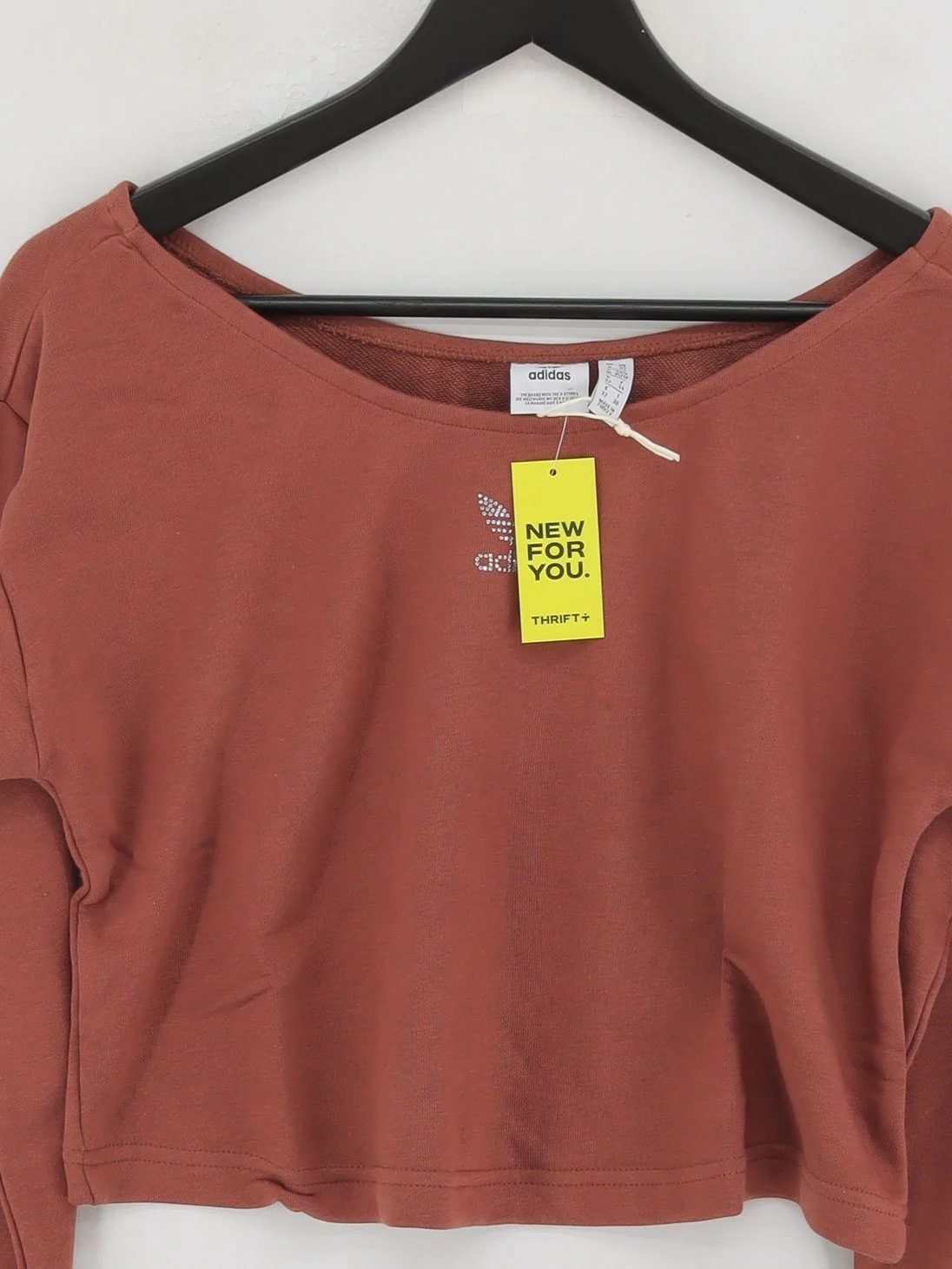 Adidas Women's Hoodie UK 6 Brown Cotton with Polyester Pullover New with tags - Image 3