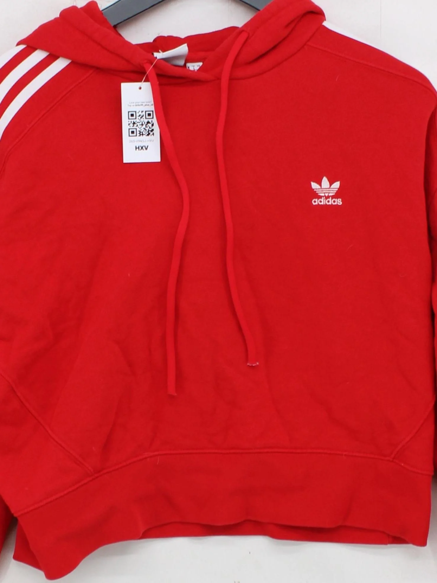 Adidas Women's Hoodie UK 6 Red Cotton with Elastane Pullover - Image 3