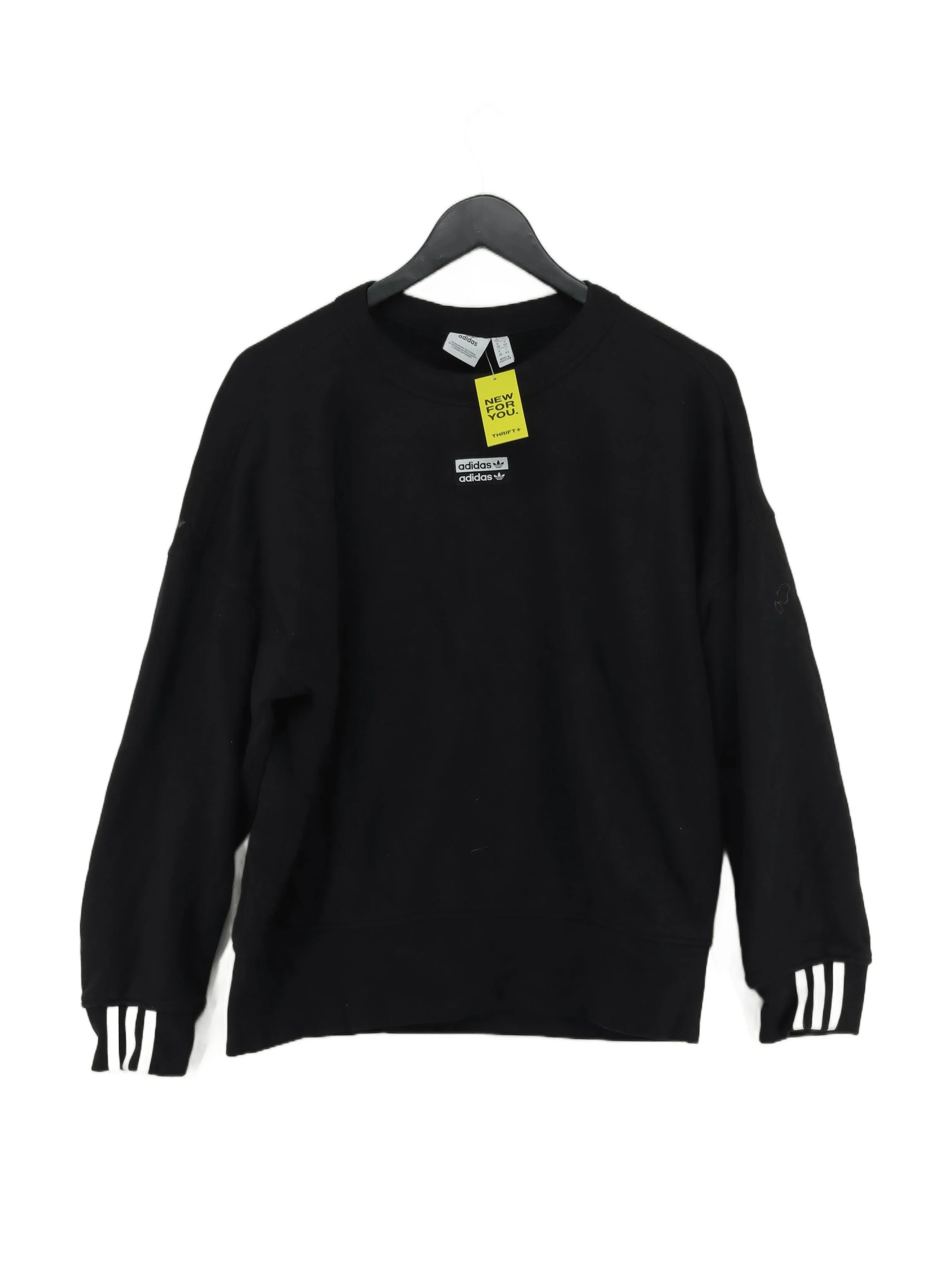 Adidas Women's Jumper UK 12 Black Cotton with Elastane Round Neck Pullover