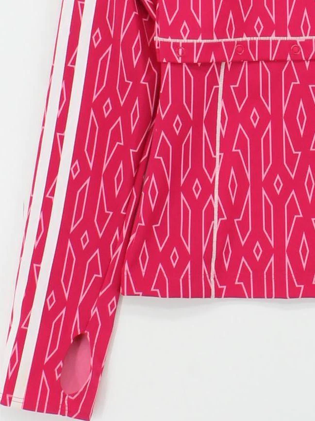 Adidas Women's Loungewear S Pink Geometric Polyester with Elastane Basic - Image 4