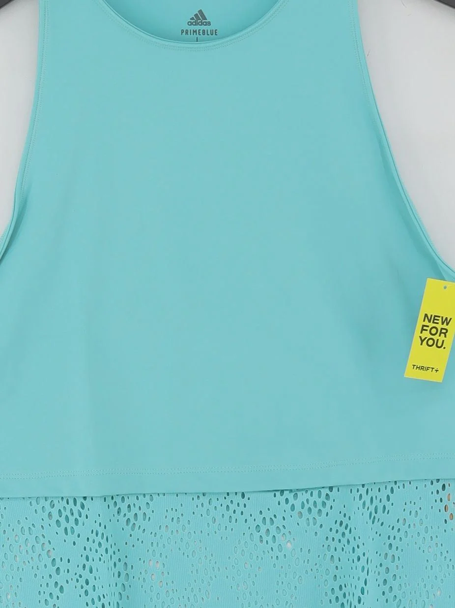 Adidas Women's T-Shirt L Blue Polyester with Elastane Basic New with tags - Image 3