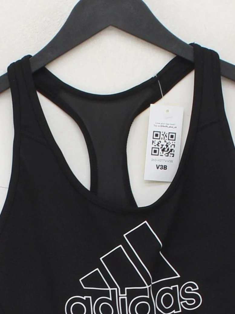 Adidas Women's T-Shirt M Black Polyester with Elastane, Spandex Basic - Image 3