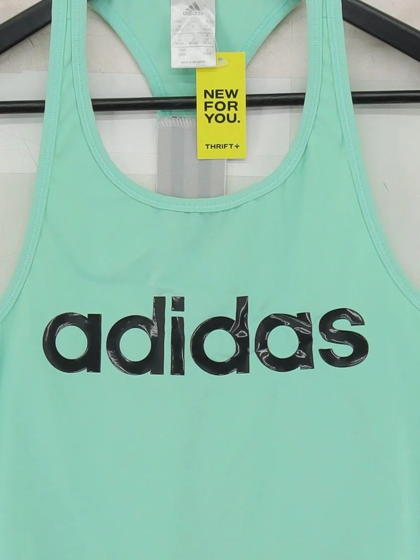 Adidas Women's T-Shirt M Green Nylon with Elastane Sleeveless Basic - Image 3