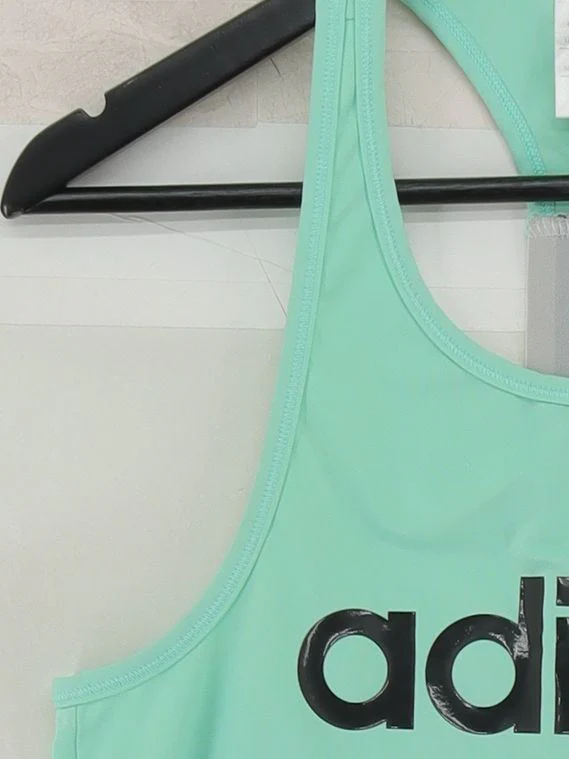 Adidas Women's T-Shirt M Green Nylon with Elastane Sleeveless Basic - Image 4