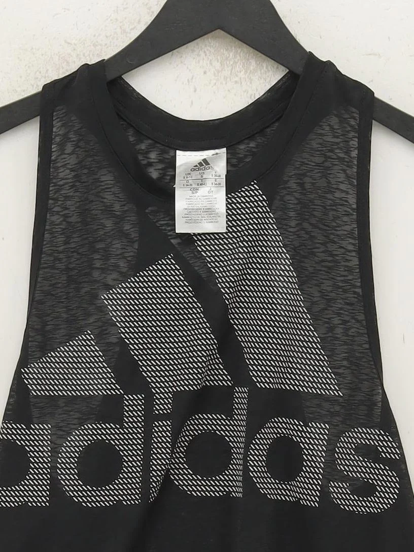 Adidas Women's T-Shirt S Black Graphic 100% Polyester Sleeveless Basic - Image 3