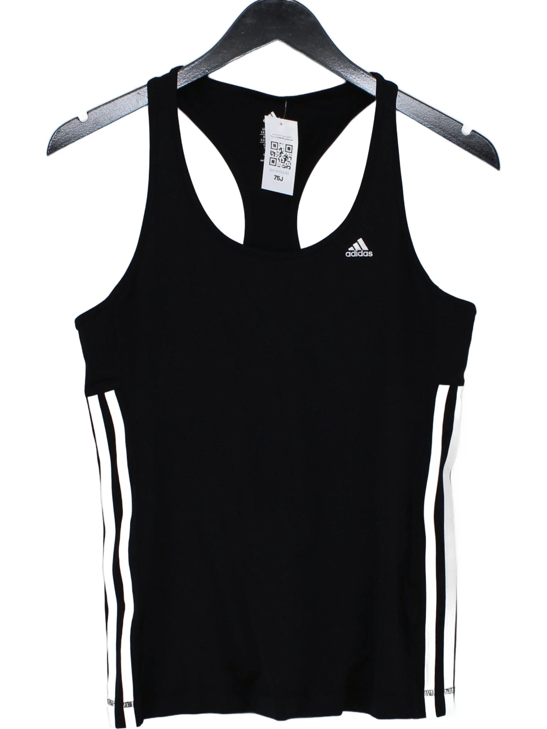 Adidas Women's T-Shirt S Black Striped Nylon with Elastane Sleeveless Basic