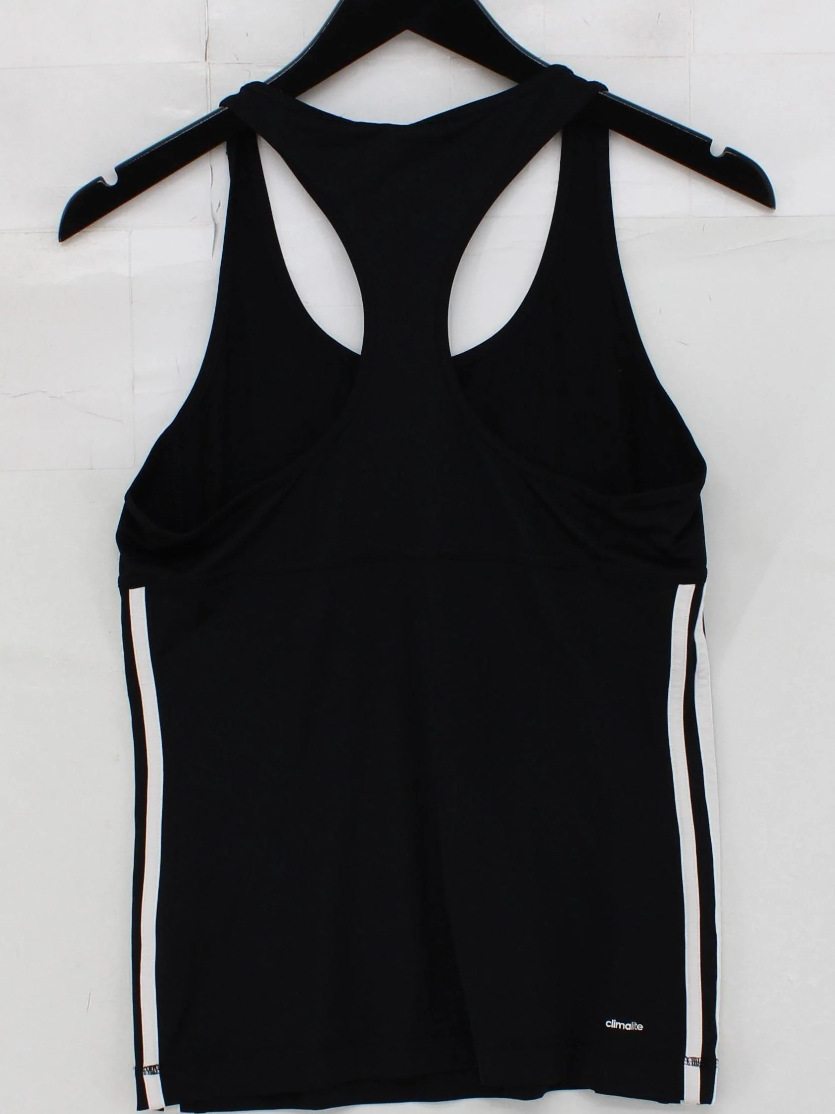 Adidas Women's T-Shirt S Black Striped Nylon with Elastane Sleeveless Basic - Image 2