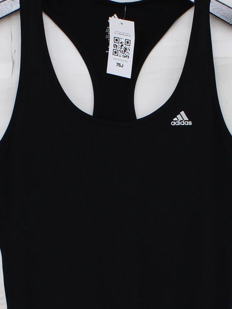 Adidas Women's T-Shirt S Black Striped Nylon with Elastane Sleeveless Basic - Image 3