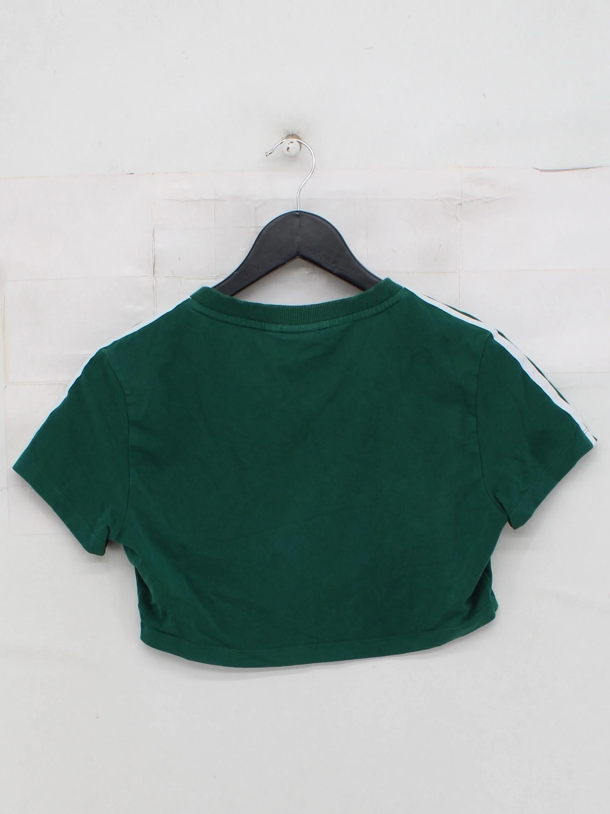 Adidas Women's T-Shirt S Green Cotton with Elastane Short Sleeve V-Neck Basic - Image 2