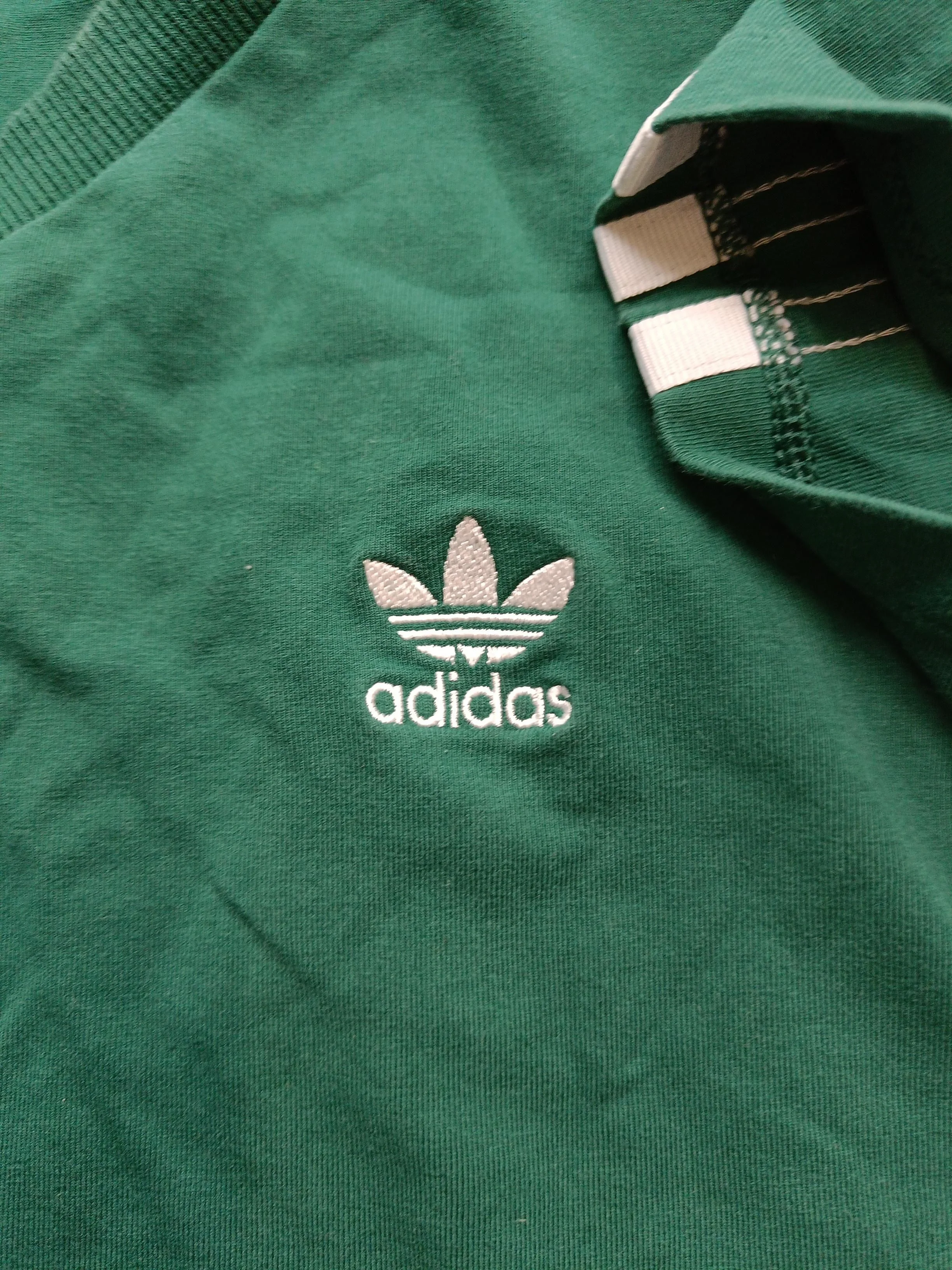 Adidas Women's T-Shirt S Green Cotton with Elastane Short Sleeve V-Neck Basic - Image 5
