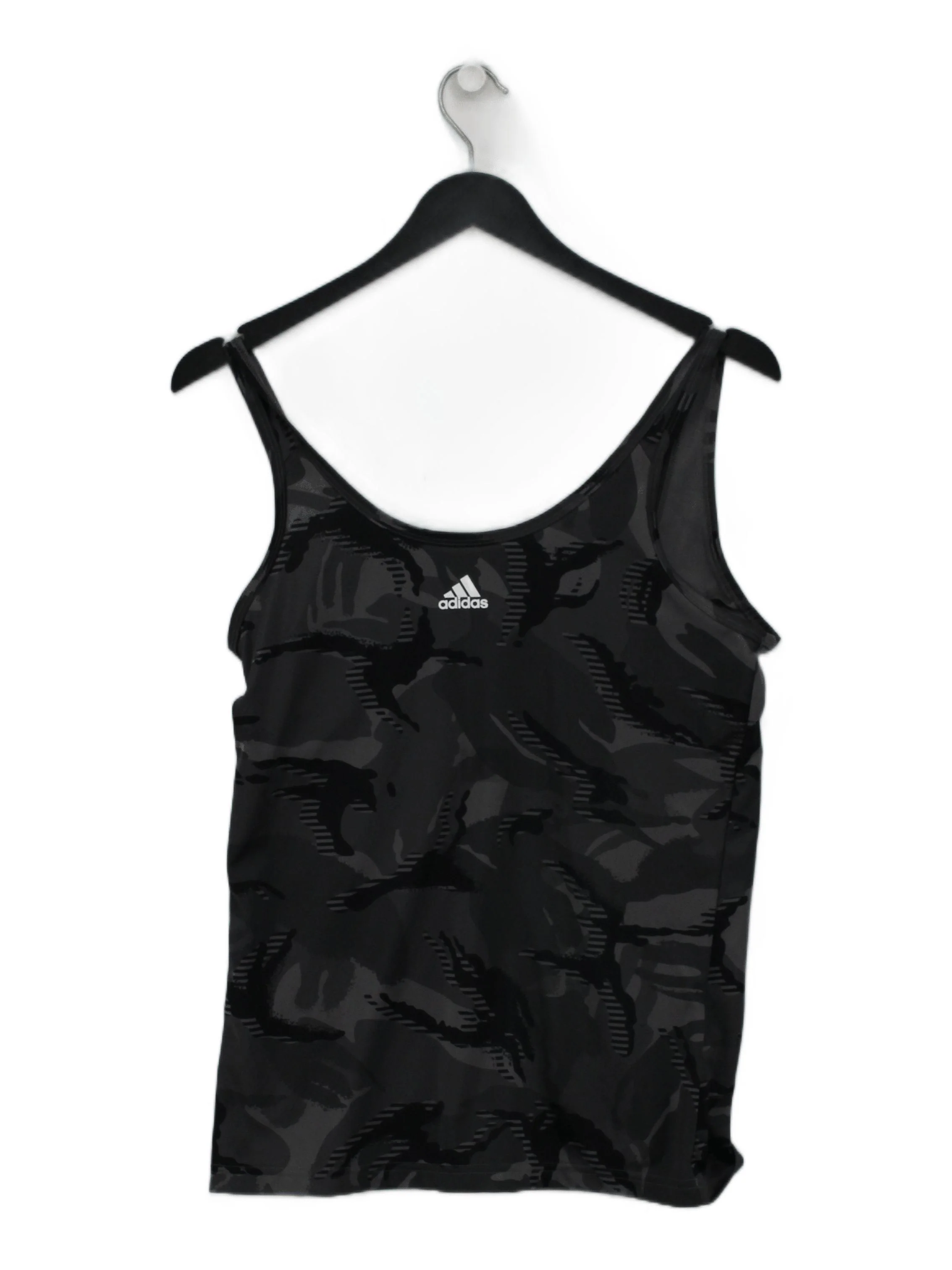 Adidas Women's T-Shirt S Grey Camo 100% Polyester Sleeveless Basic