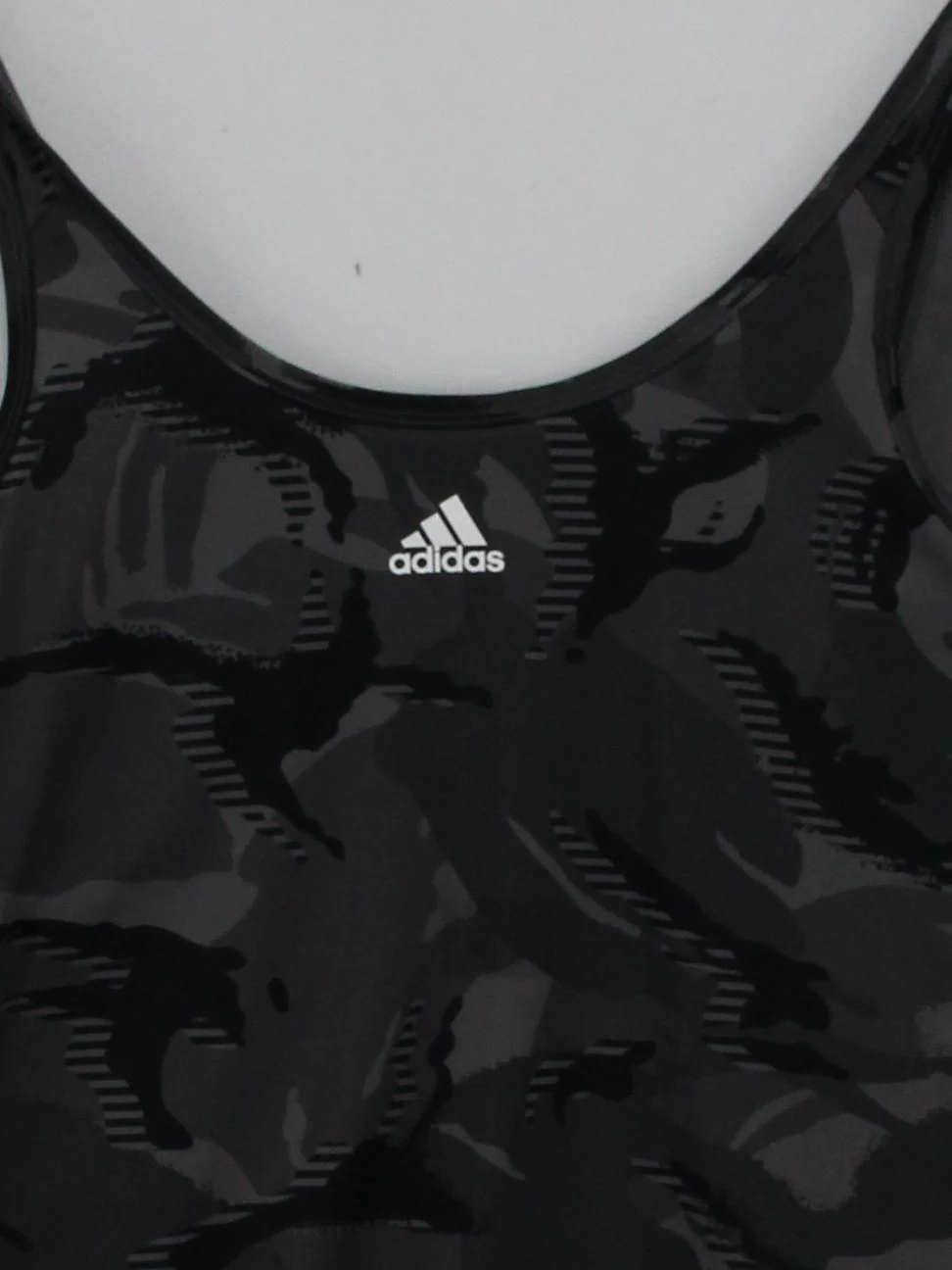 Adidas Women's T-Shirt S Grey Camo 100% Polyester Sleeveless Basic - Image 3