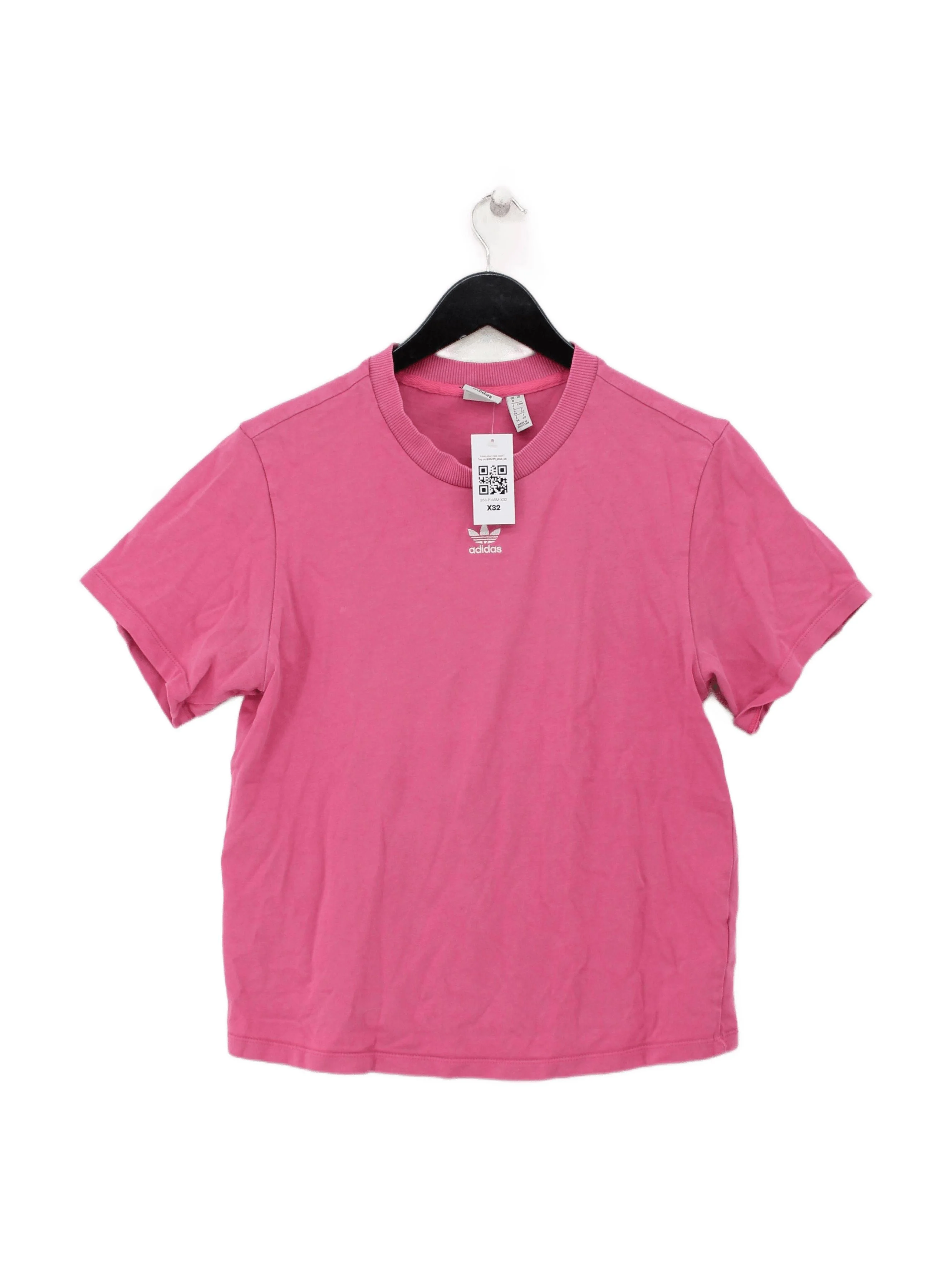 Adidas Women's T-Shirt S Pink Cotton with Elastane Short Sleeve Round Neck Basic