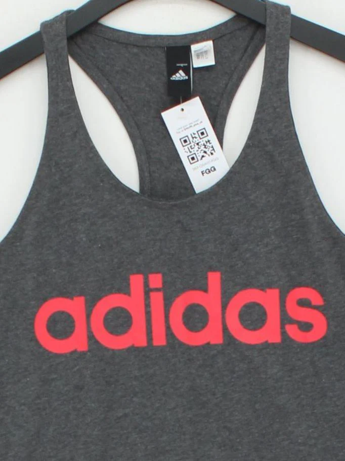 Adidas Women's T-Shirt XS Grey Graphic 100% Other Sleeveless Basic - Image 3