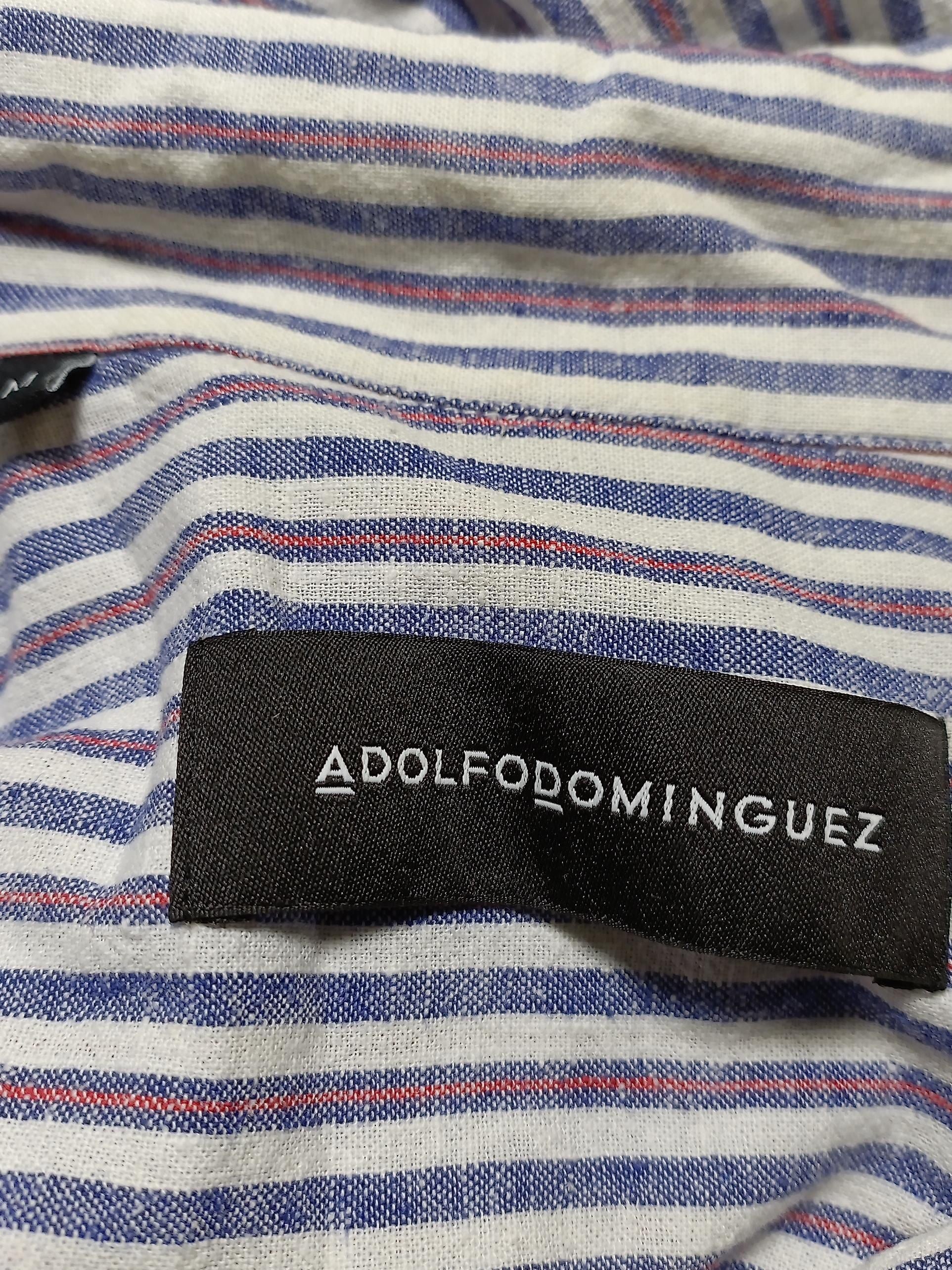 Adolfo Dominguez Men's Shirt M Multi Striped Cotton with Linen Basic - Image 5