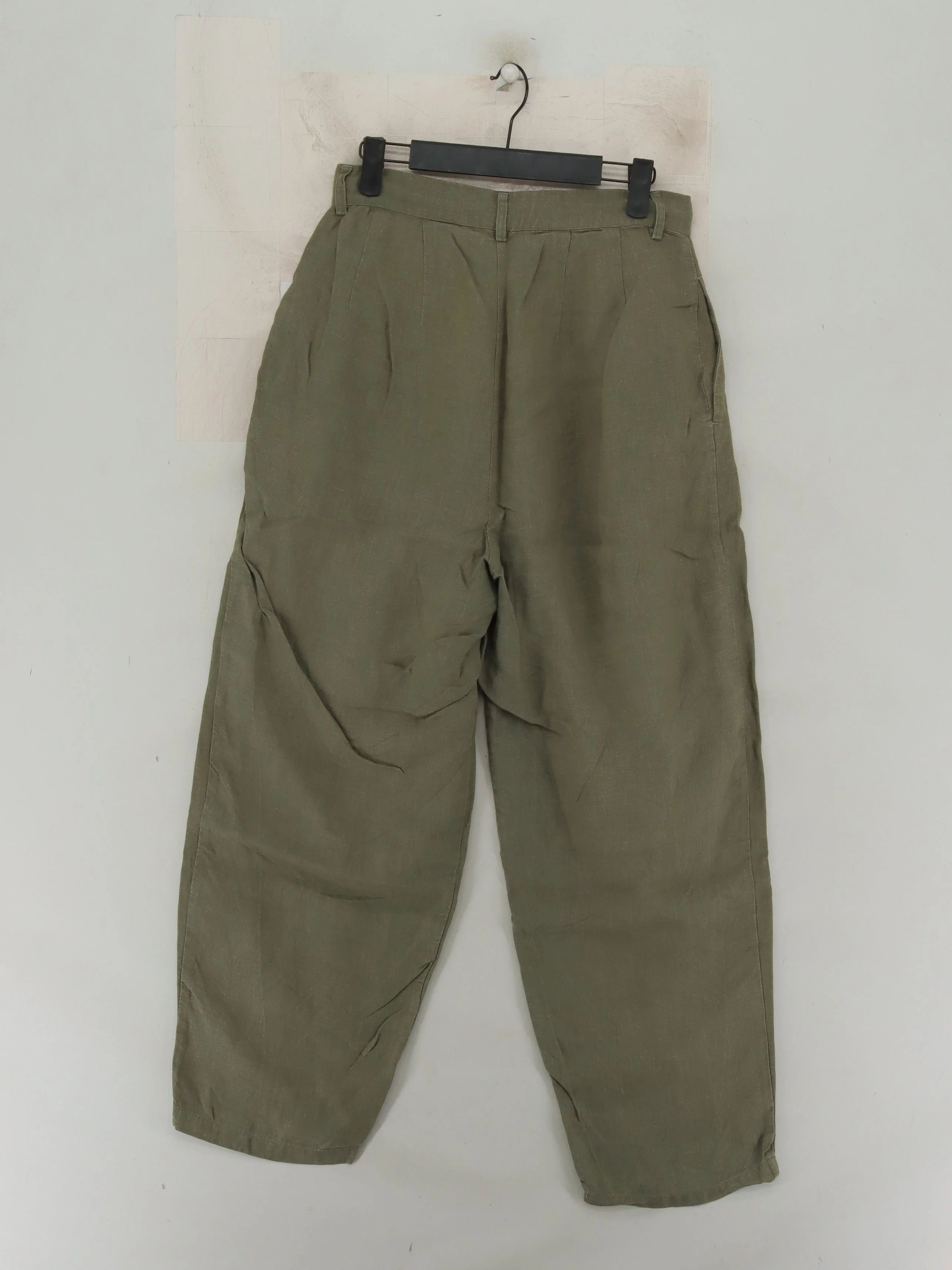 AERE Women's Trousers UK 10 Green 100% Linen Tapered Cropped - Image 2