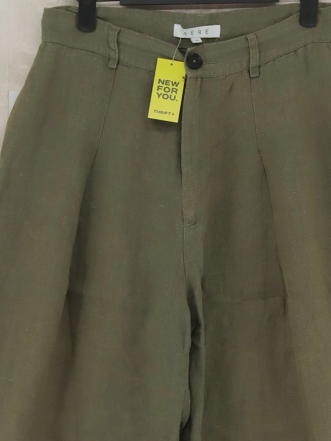 AERE Women's Trousers UK 10 Green 100% Linen Tapered Cropped - Image 3