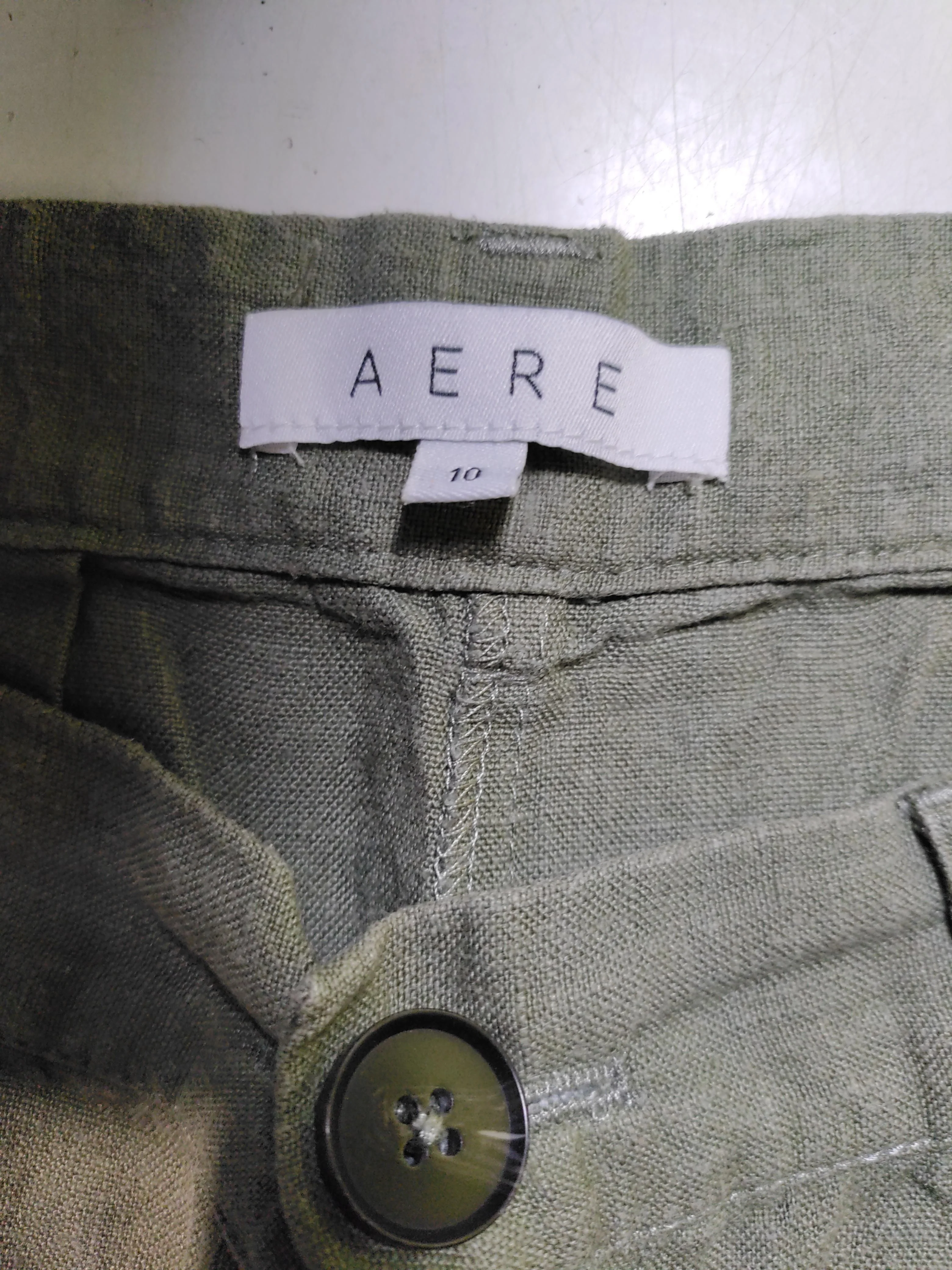 AERE Women's Trousers UK 10 Green 100% Linen Tapered Cropped - Image 5
