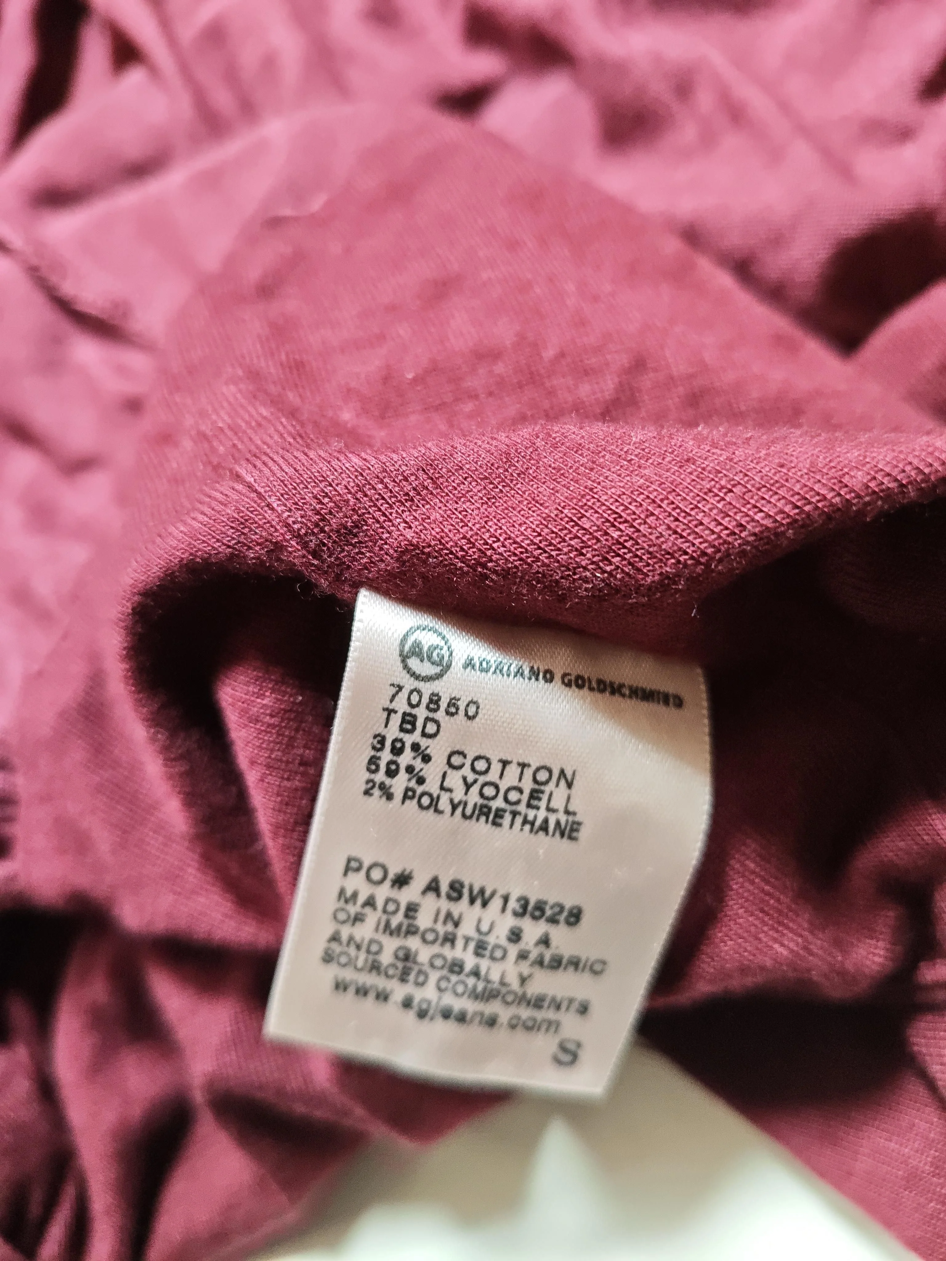 AG Adriano Goldschmied Women's Top S Red Cotton with Lyocell Modal, Other Basic - Image 6