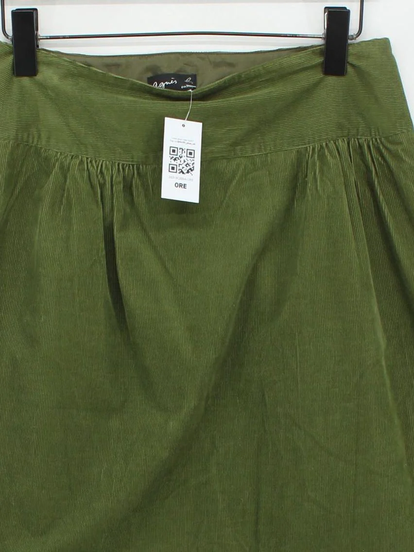 Agnès B. Women's Mini Skirt UK 10 Green Cotton with Acetate Short Mini - Image 3
