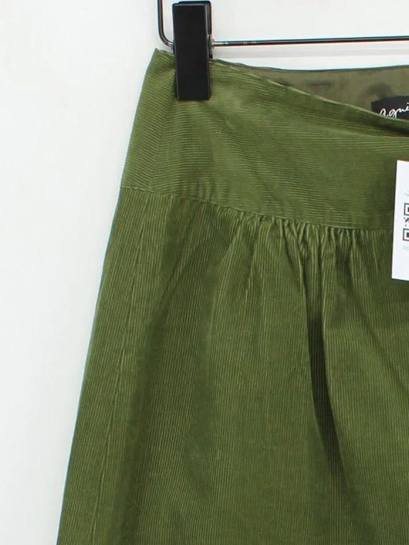 Agnès B. Women's Mini Skirt UK 10 Green Cotton with Acetate Short Mini - Image 4