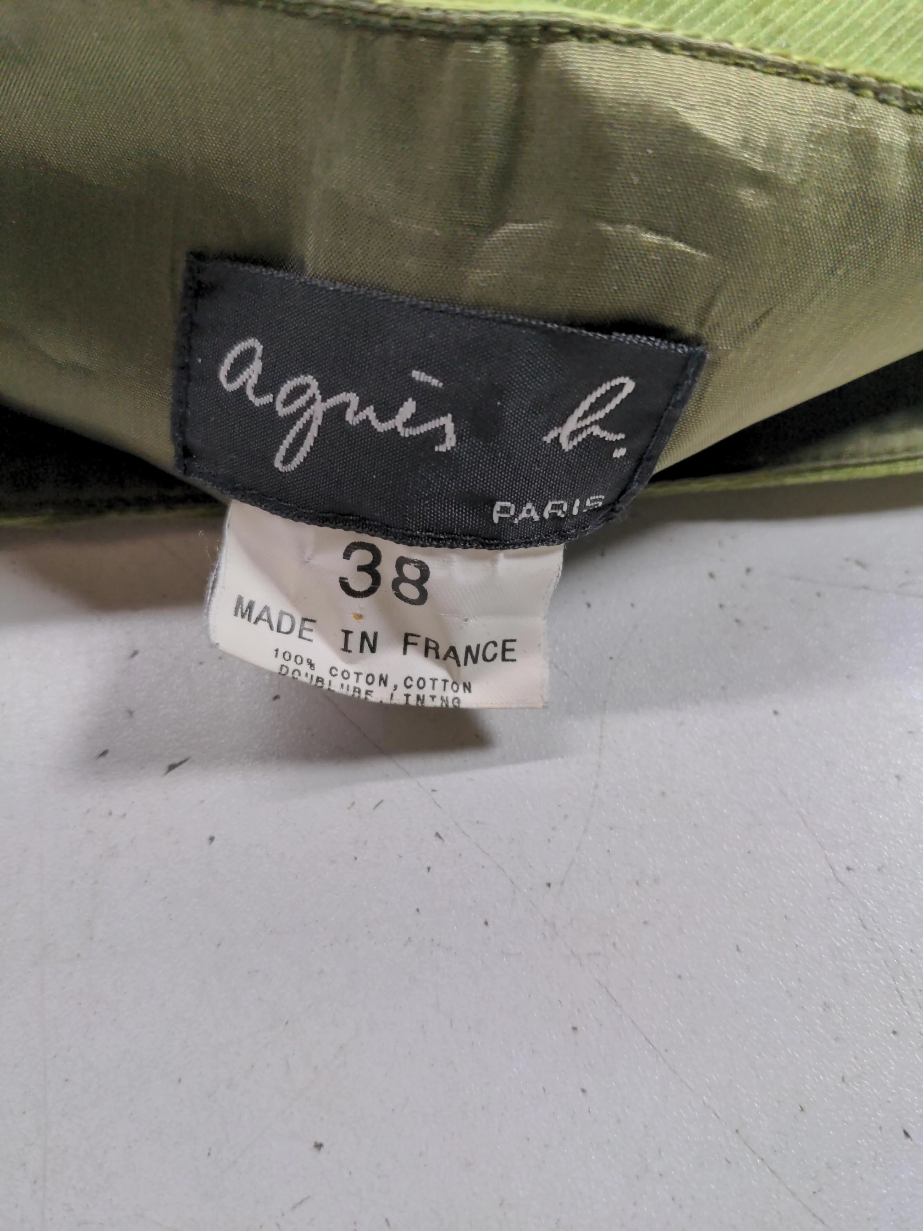 Agnès B. Women's Mini Skirt UK 10 Green Cotton with Acetate Short Mini - Image 5