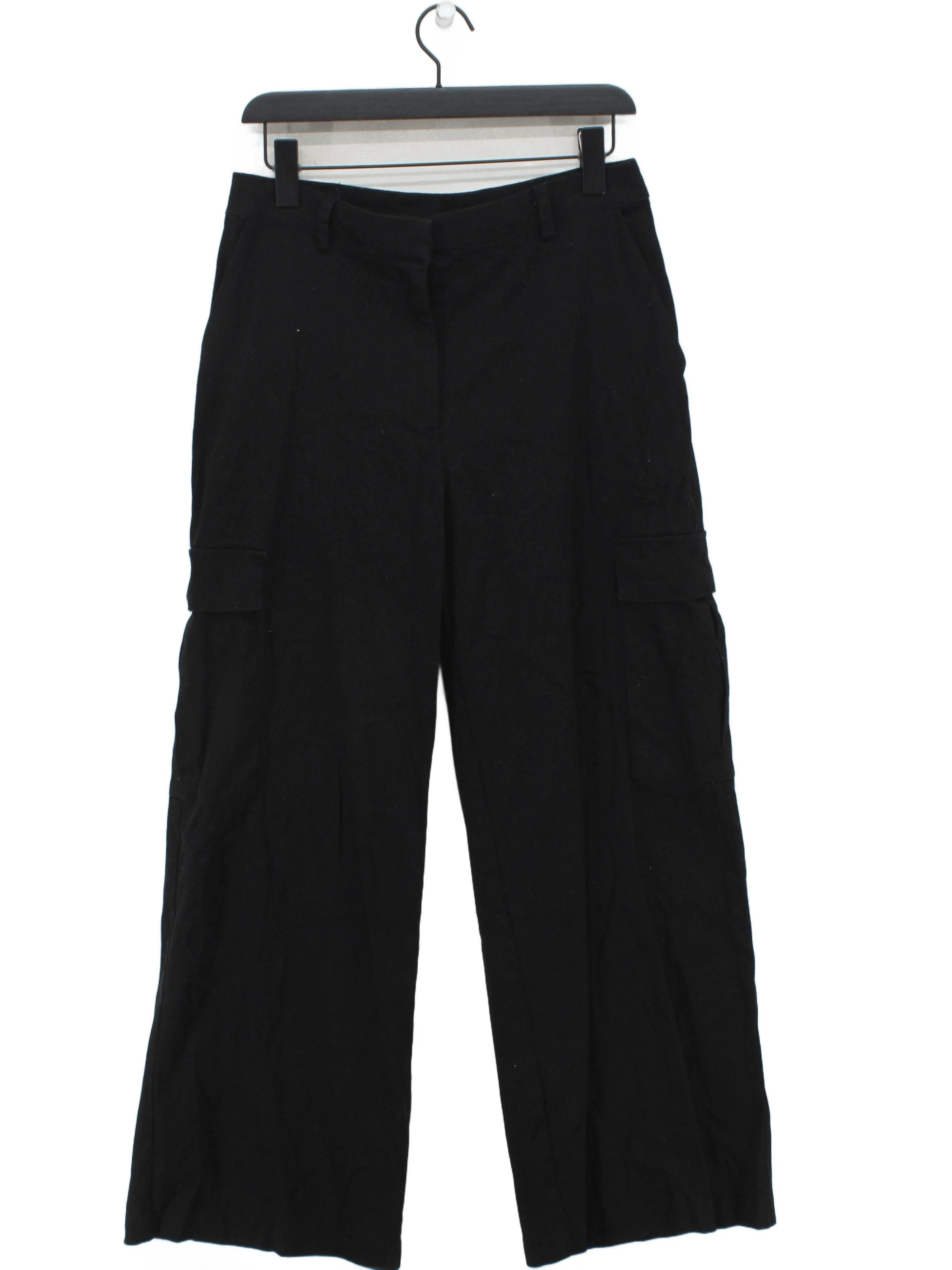 Albaray Women's Trousers UK 12 Black 100% Cotton Wide-Leg Cargo