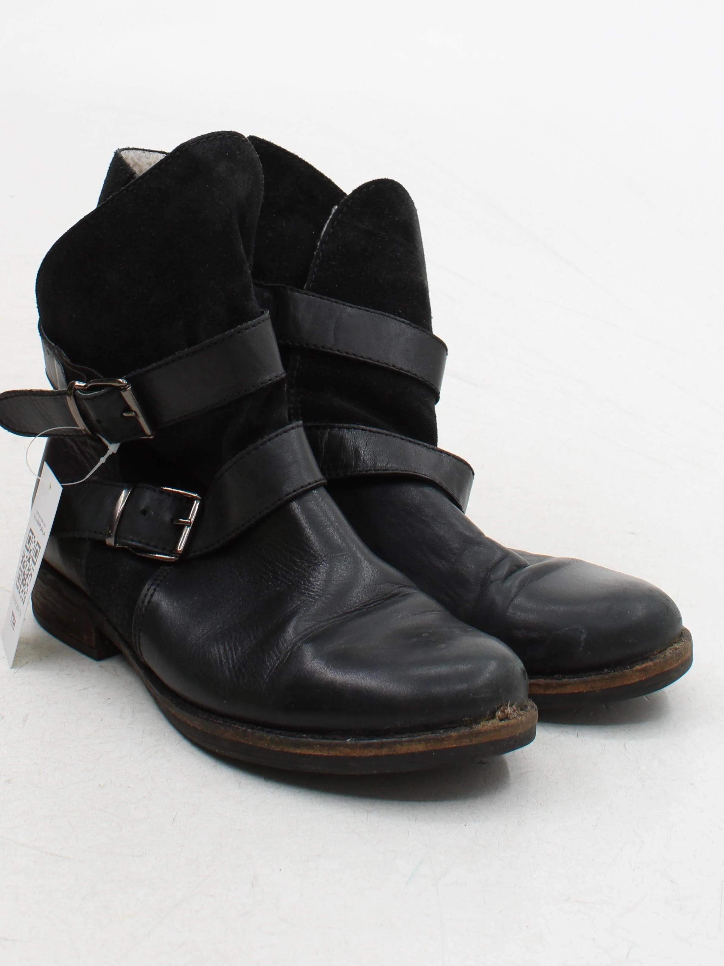 Aldo Women's Boots UK 6.5 Black Leather with Suede, Faux Fur Combat - Image 4