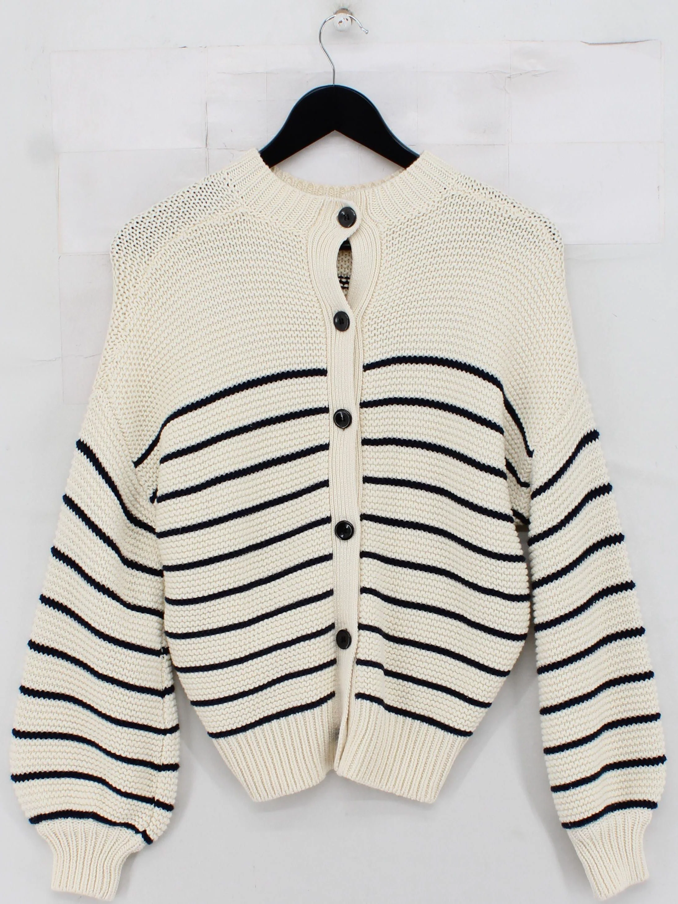 Alex Mill Women's Jumper S Cream Striped 100% Cotton Crew Neck Pullover - Image 2