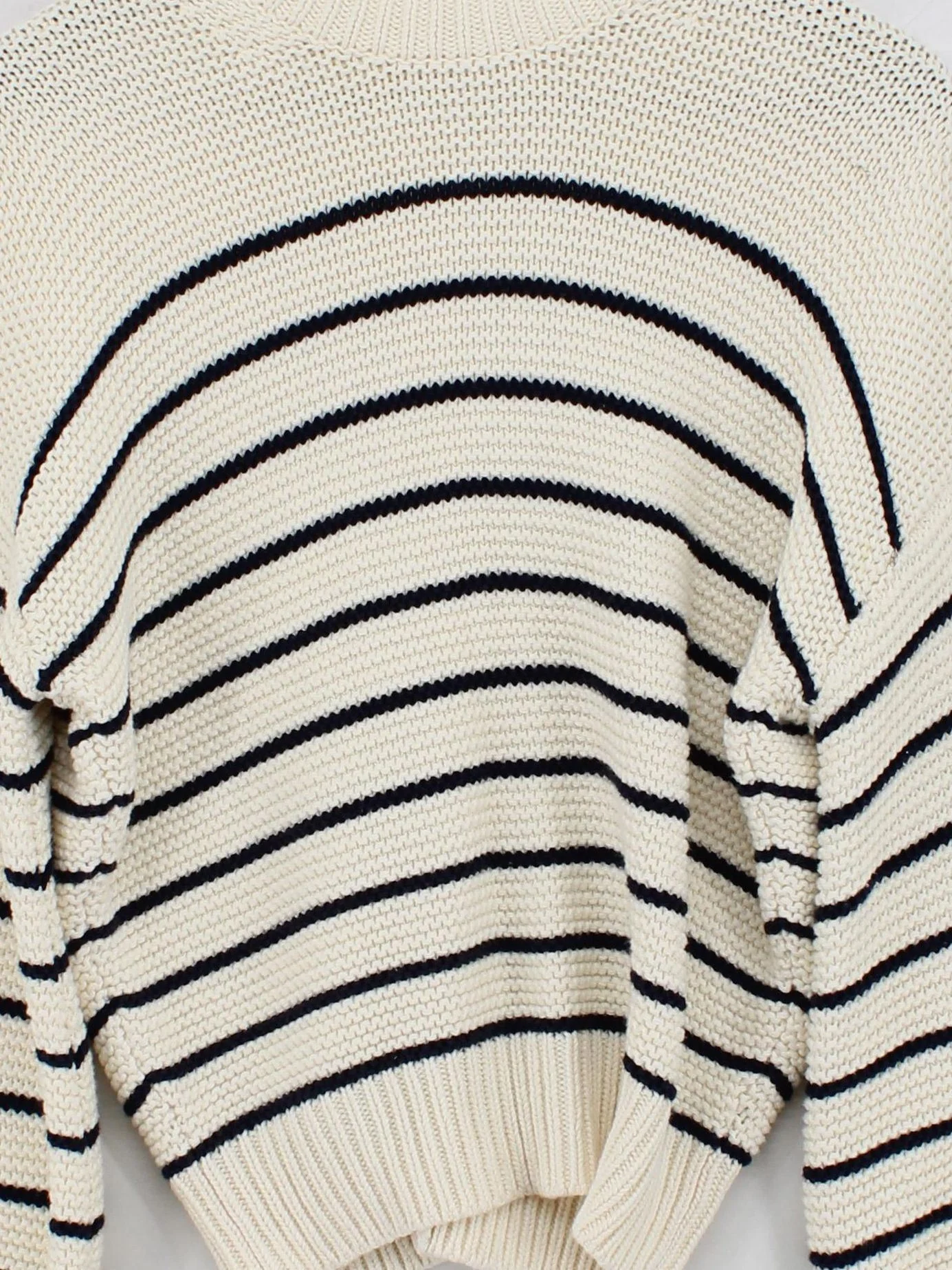 Alex Mill Women's Jumper S Cream Striped 100% Cotton Crew Neck Pullover - Image 3