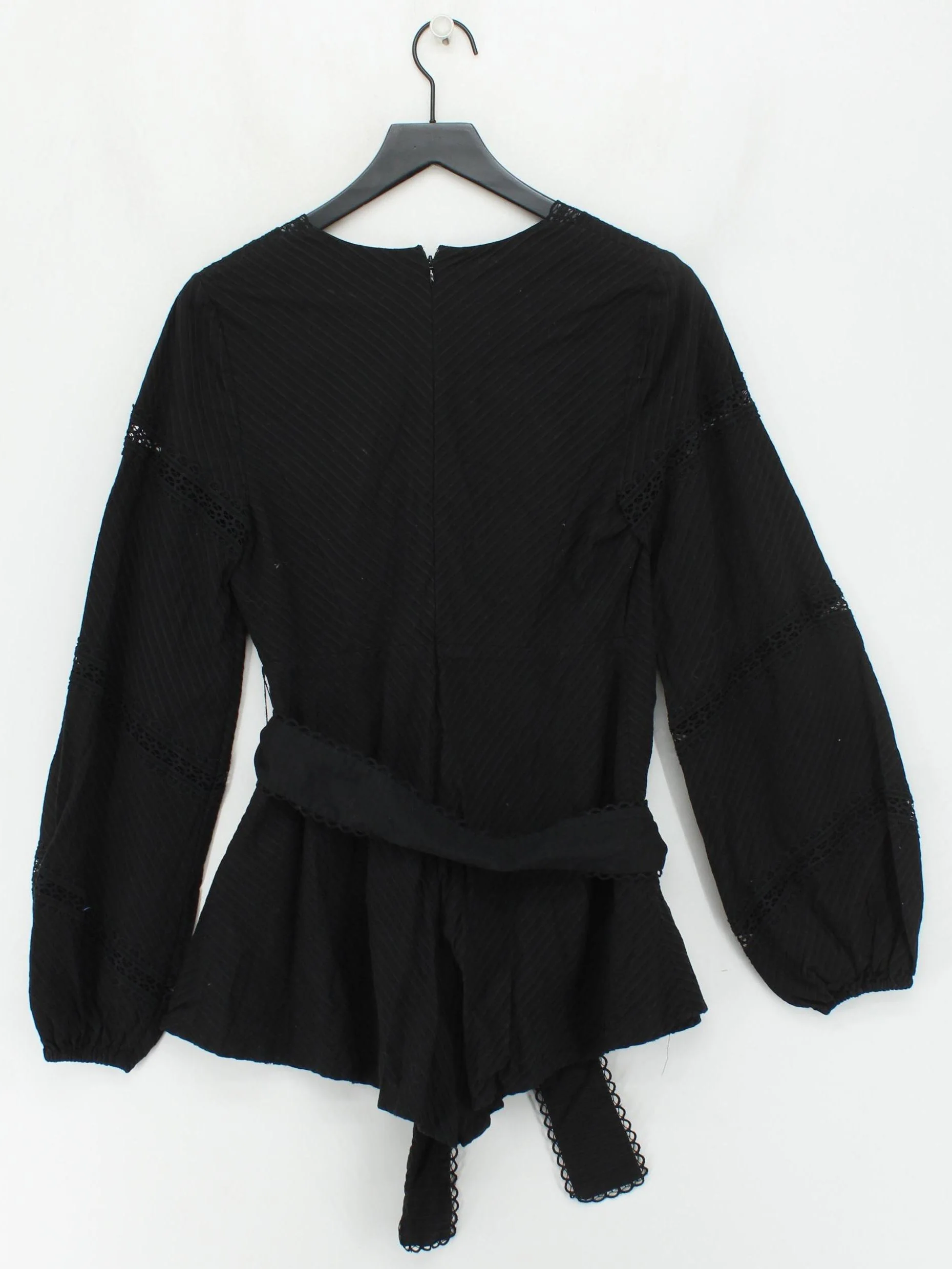 Alice McCall Women's Top UK 10 Black 100% Cotton Long Sleeve V-Neck Basic - Image 2