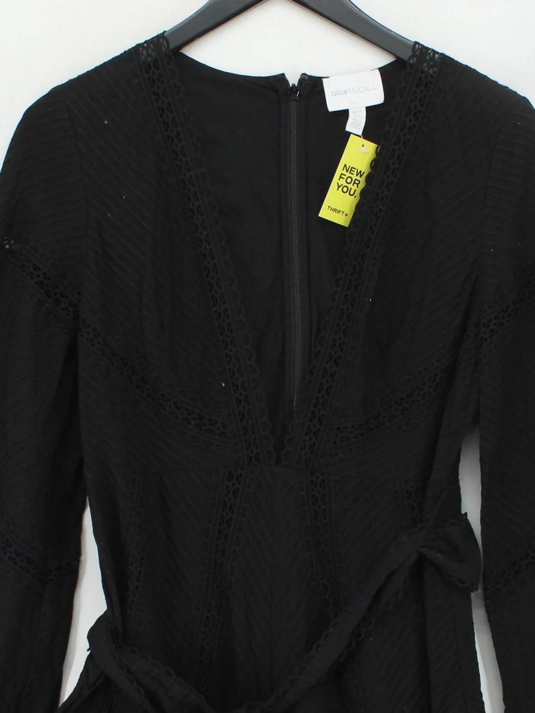 Alice McCall Women's Top UK 10 Black 100% Cotton Long Sleeve V-Neck Basic - Image 3