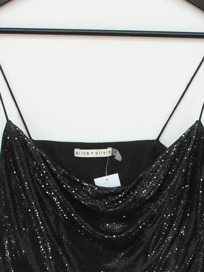 Alice + Olivia Women's Top M Black Other with Silk, Polyester, Elastane Basic - Image 3