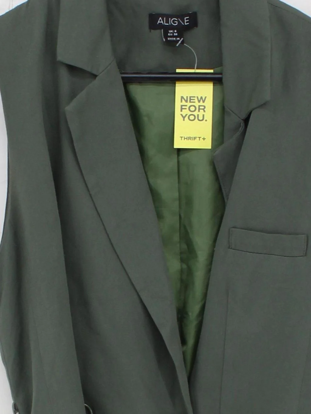 Aligne Women's Blazer UK 8 Green Viscose with Polyester Overcoat - Image 3