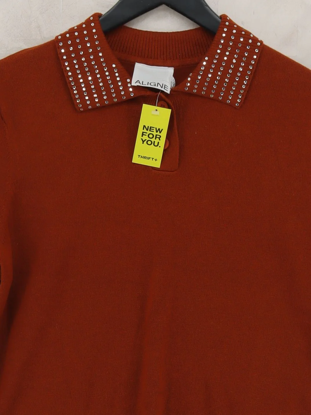 Aligne Women's Polo XS Brown Wool with Cotton Basic New with tags - Image 3