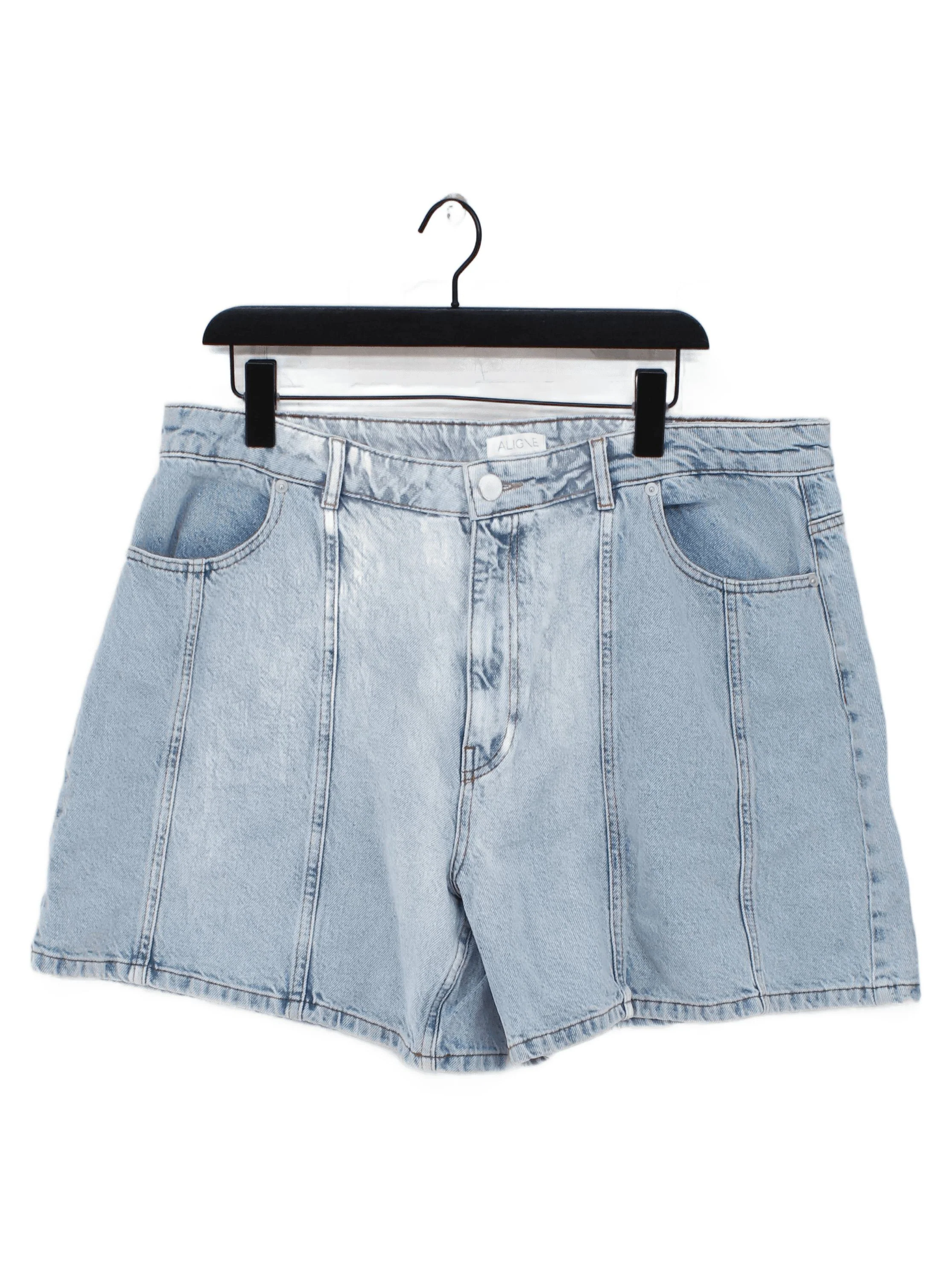 Aligne Women's Shorts UK 18 Blue 100% Cotton Mom