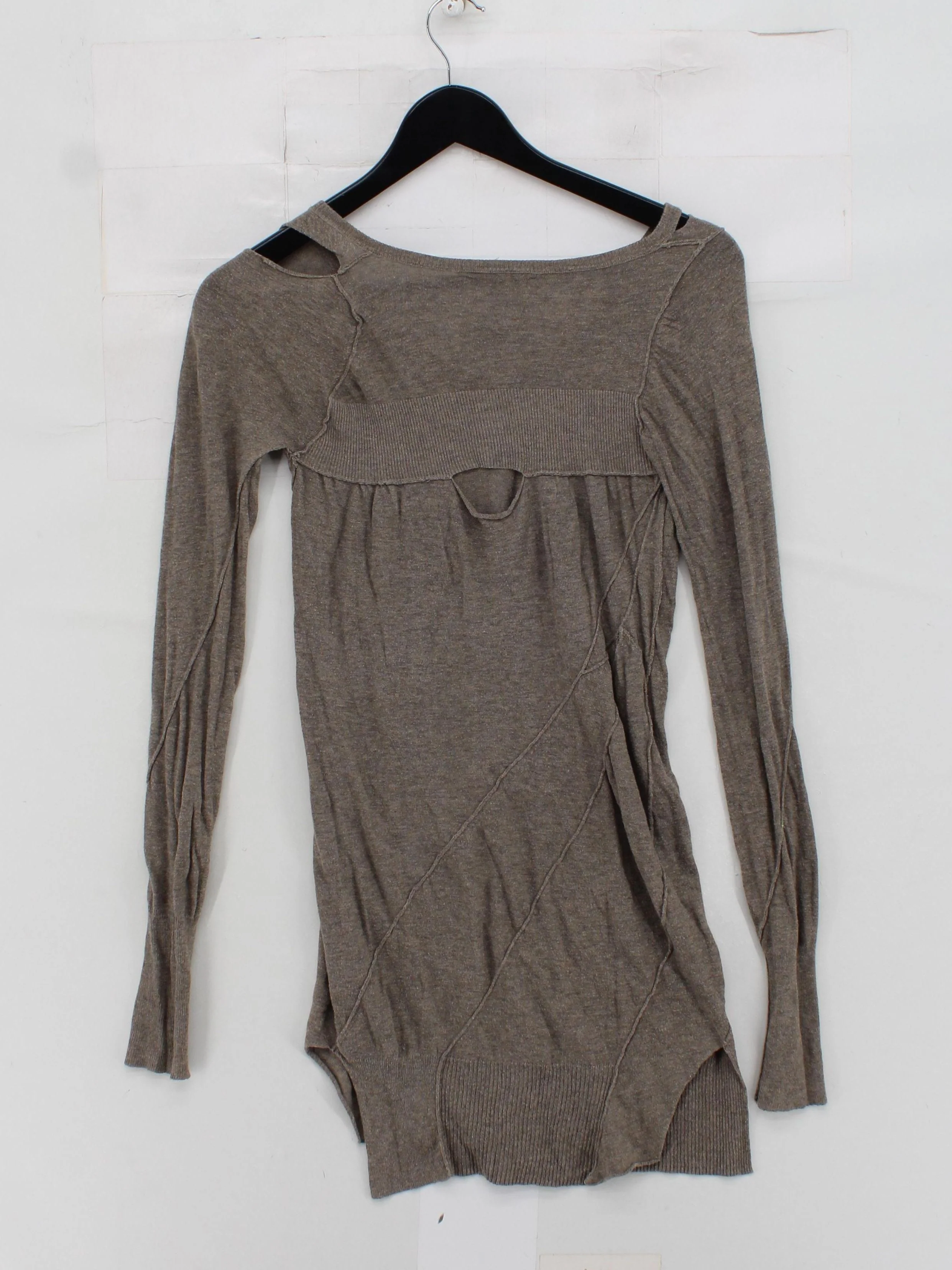 All Saints Women's Jumper UK 6 Brown 100% Cotton V-Neck Pullover - Image 2