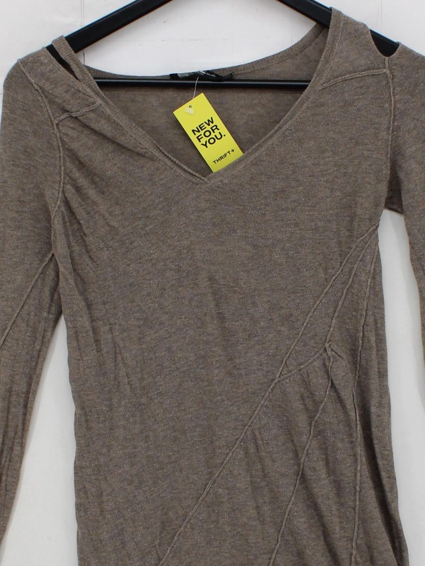 All Saints Women's Jumper UK 6 Brown 100% Cotton V-Neck Pullover - Image 3
