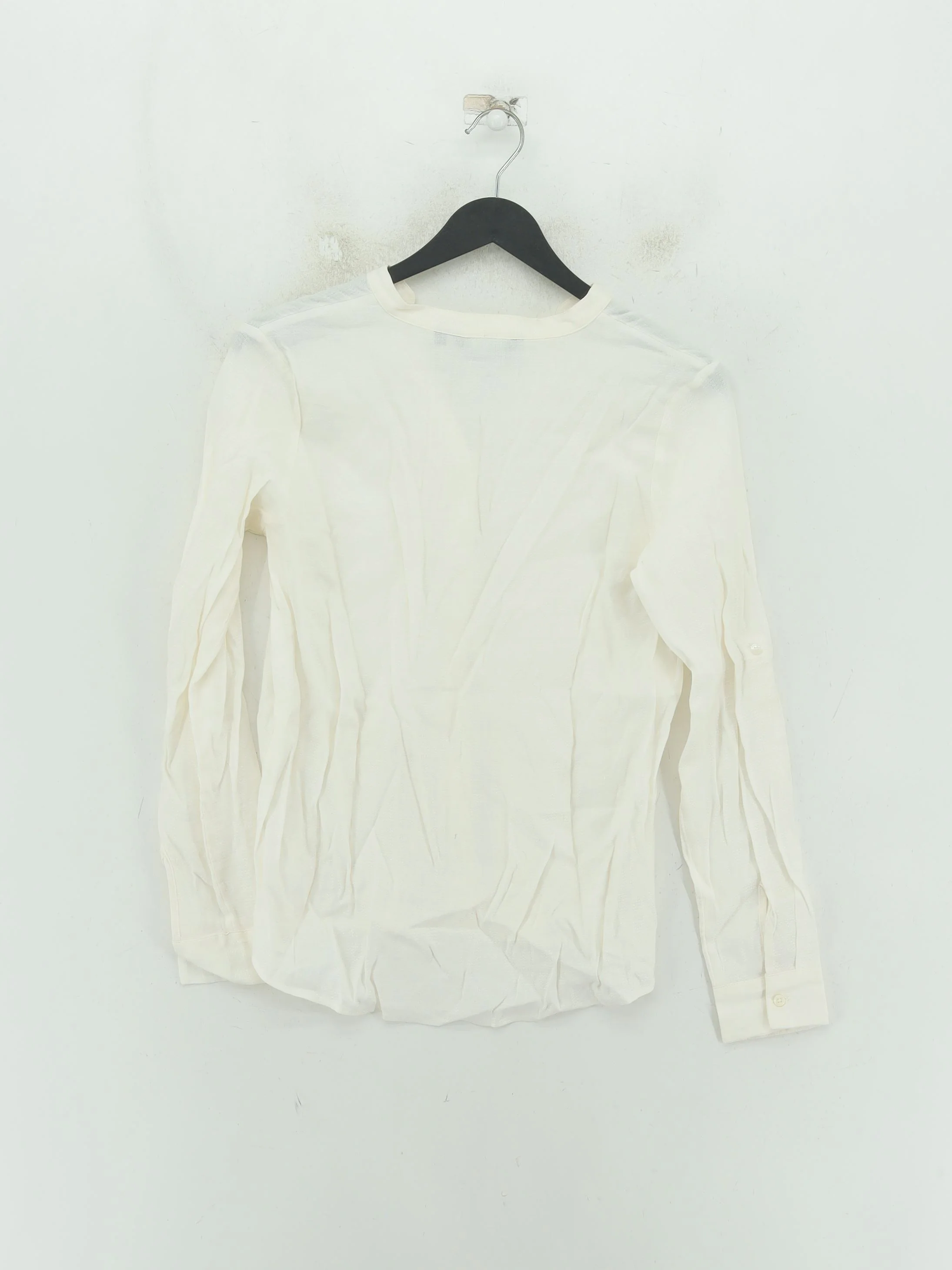 Allen Solly Women's Top S White Linen with Viscose Long Sleeve V-Neck Basic - Image 2